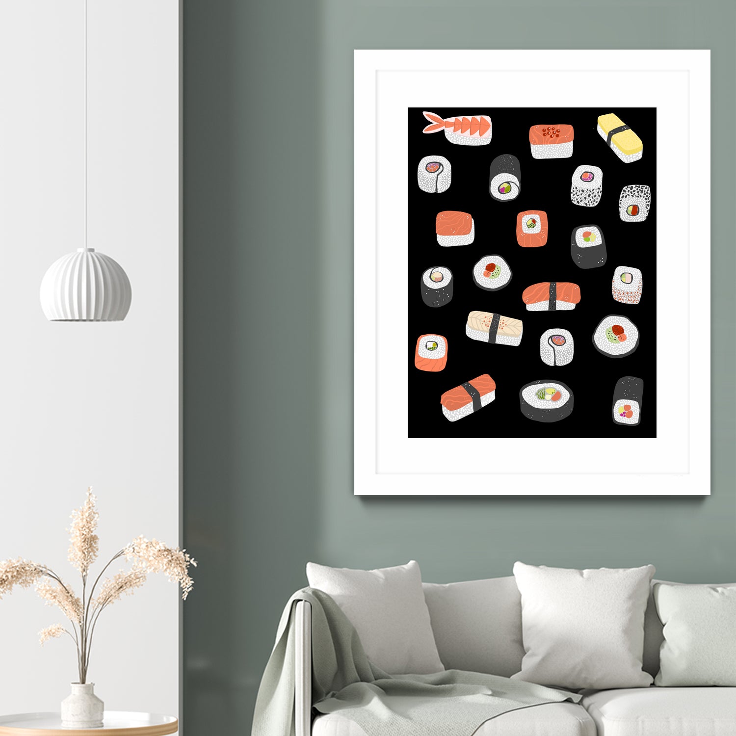 Sushi Roll Maki Nigiri Japanese Food Art by Nic Squirrell on GIANT ART - blue digital painting