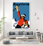 Austria Skiing Poster by Lorna Carroll on GIANT ART - blue digital drawing