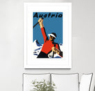 Austria Skiing Poster by Lorna Carroll on GIANT ART - blue digital drawing