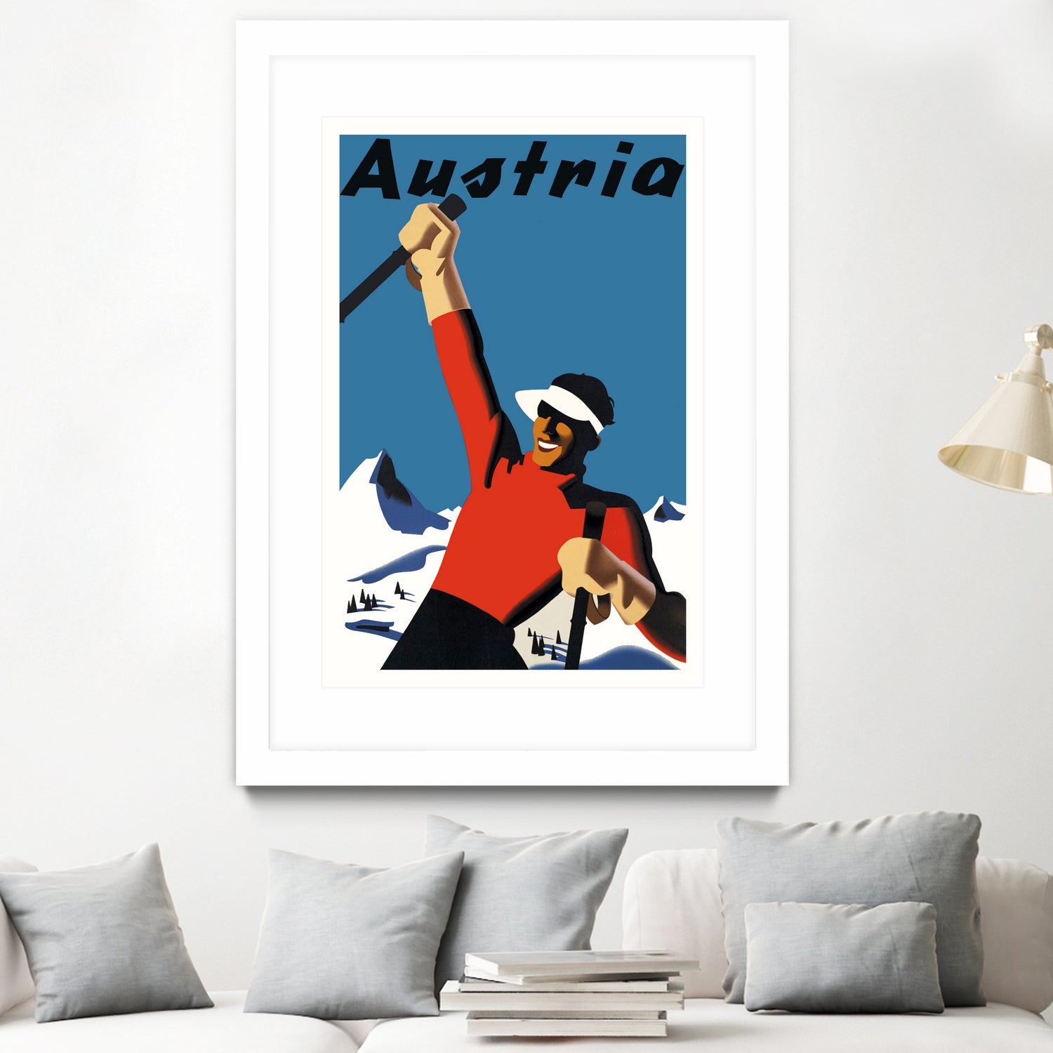 Austria Skiing Poster by Lorna Carroll on GIANT ART - blue digital drawing