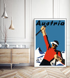 Austria Skiing Poster by Lorna Carroll on GIANT ART - blue digital drawing