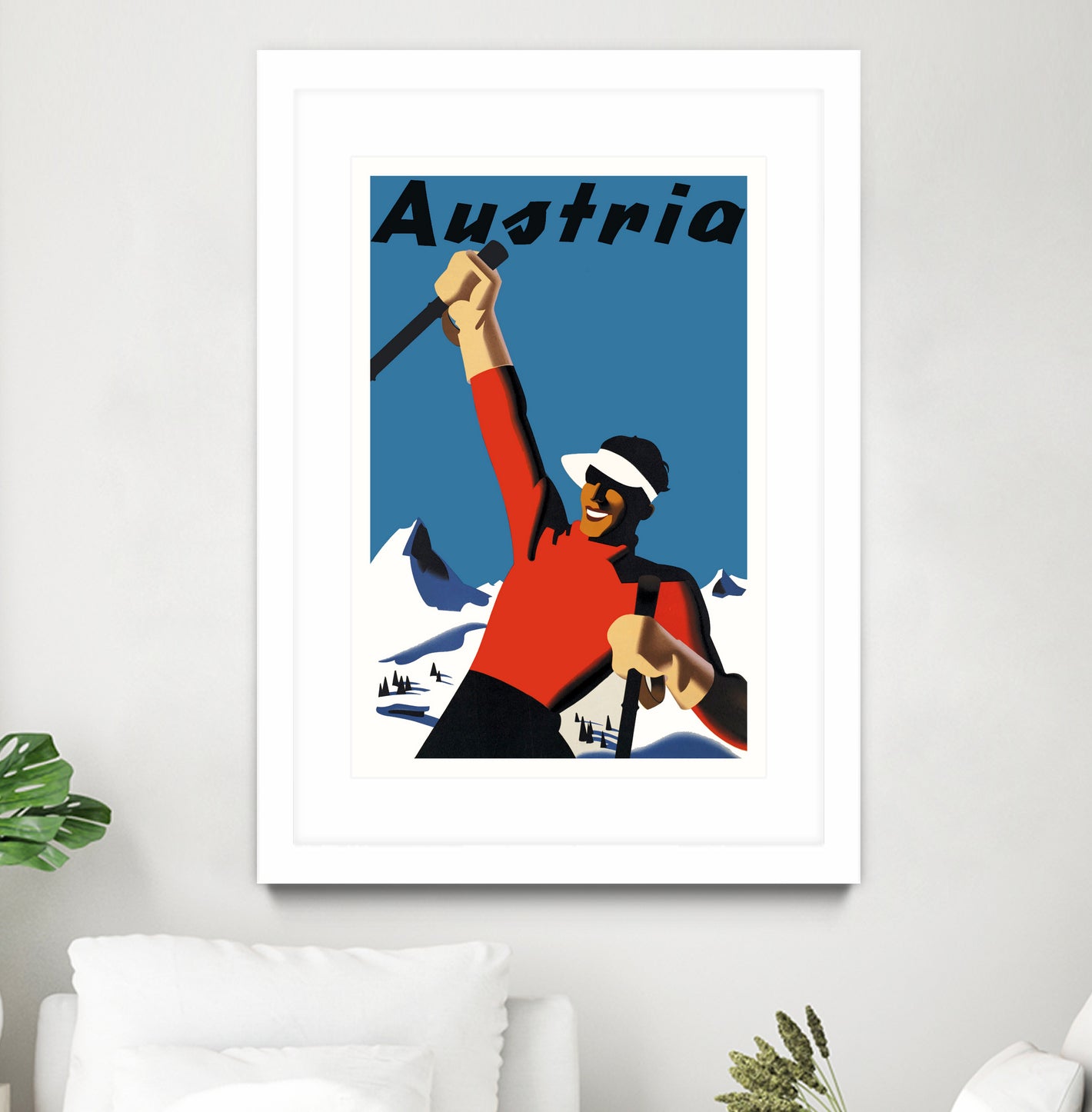 Austria Skiing Poster by Lorna Carroll on GIANT ART - blue digital drawing