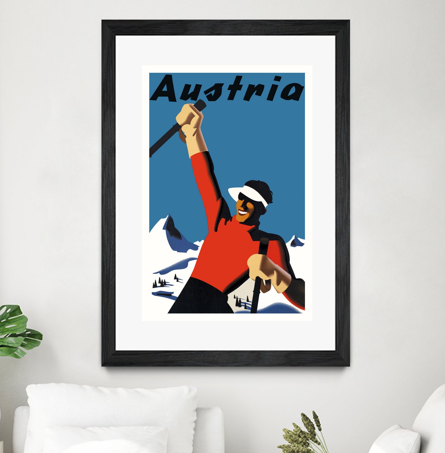 Austria Skiing Poster by Lorna Carroll on GIANT ART - blue digital drawing