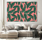 Banana leaves tropical leaves green pink by susana costa on GIANT ART - pink photo manipulation