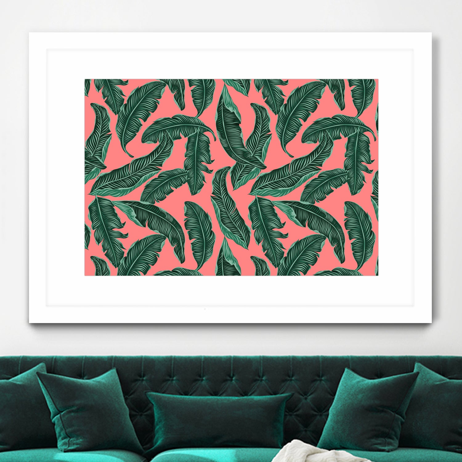 Banana leaves tropical leaves green pink by susana costa on GIANT ART - pink photo manipulation