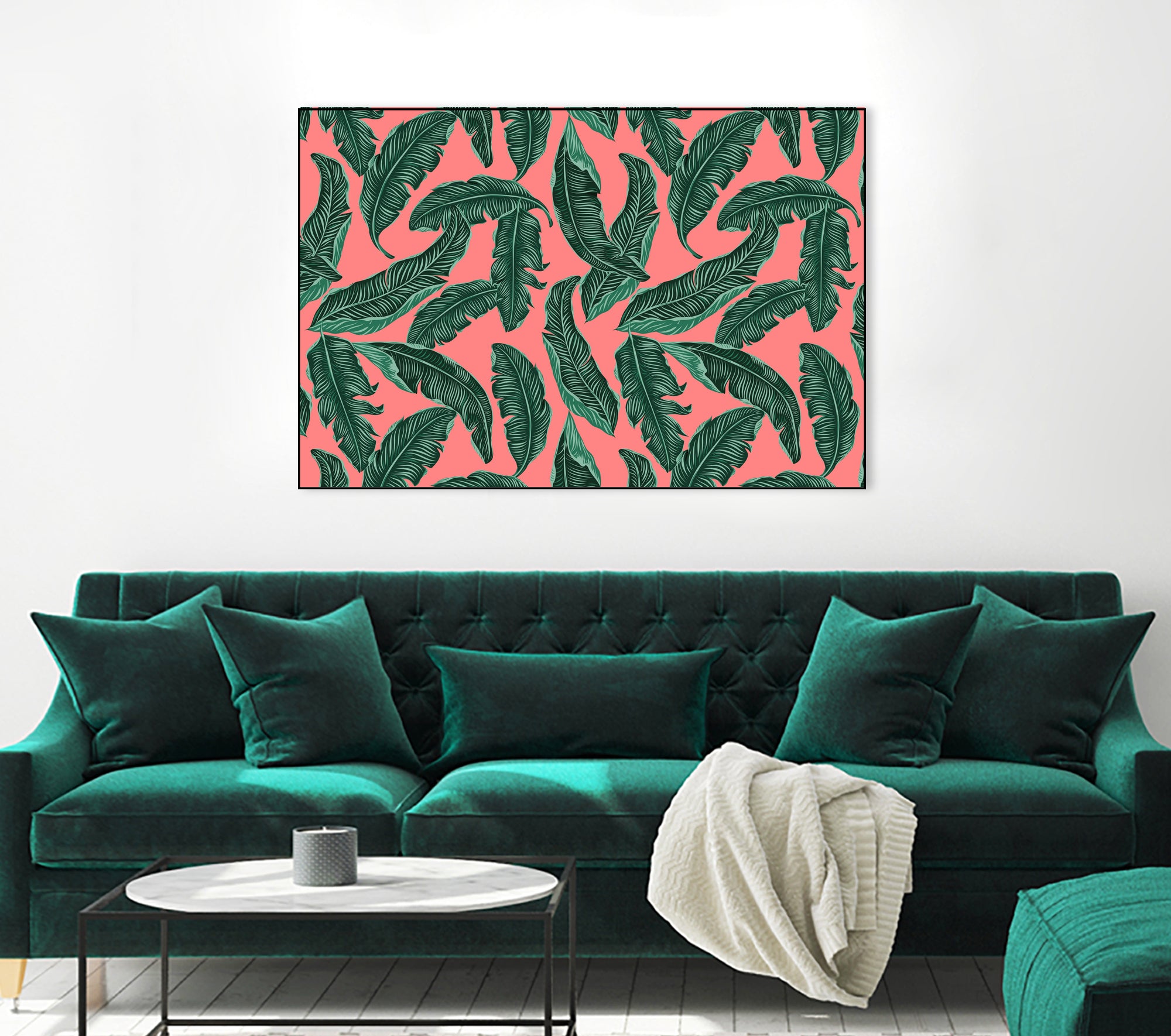 Banana leaves tropical leaves green pink by susana costa on GIANT ART - pink photo manipulation