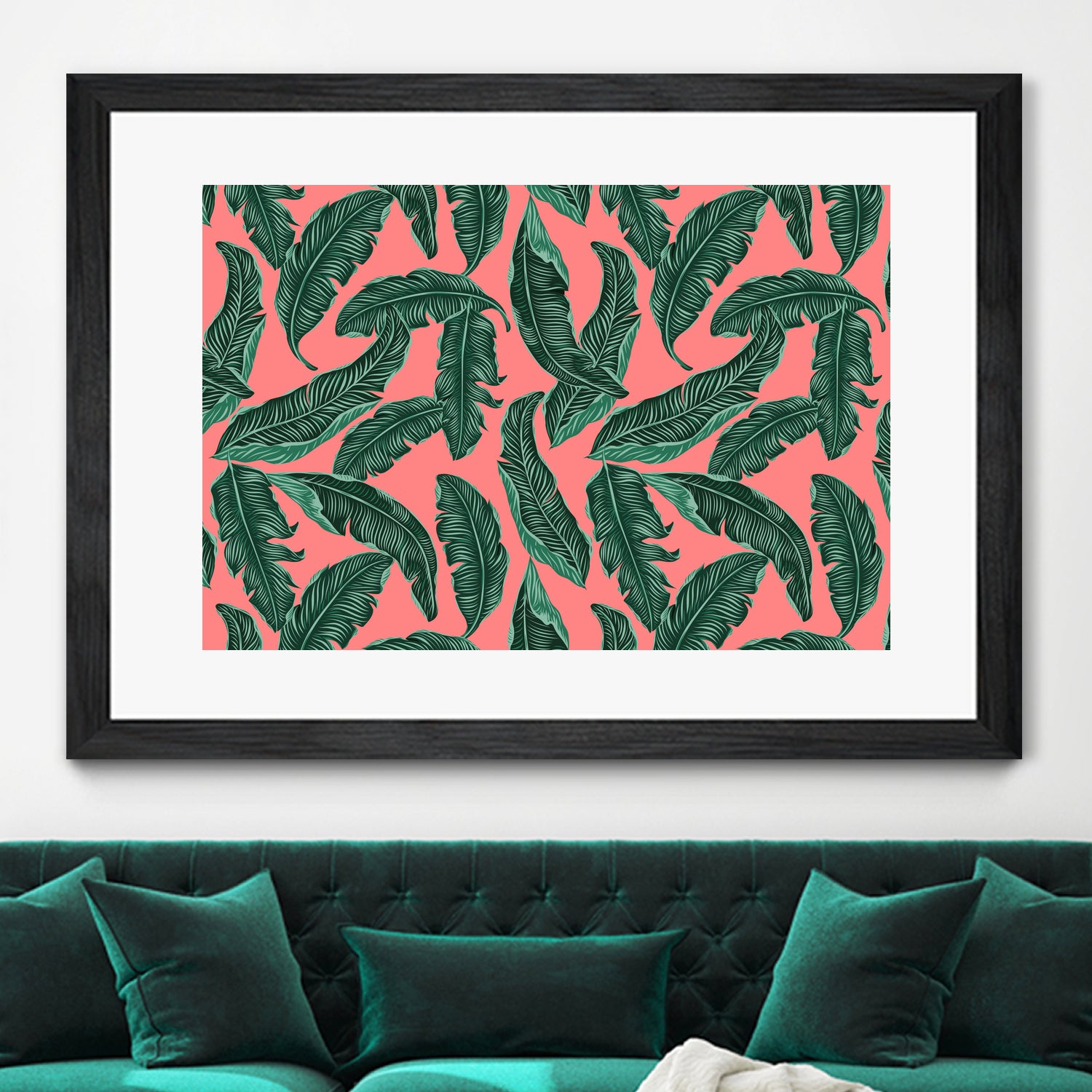 Banana leaves tropical leaves green pink by susana costa on GIANT ART - pink photo manipulation