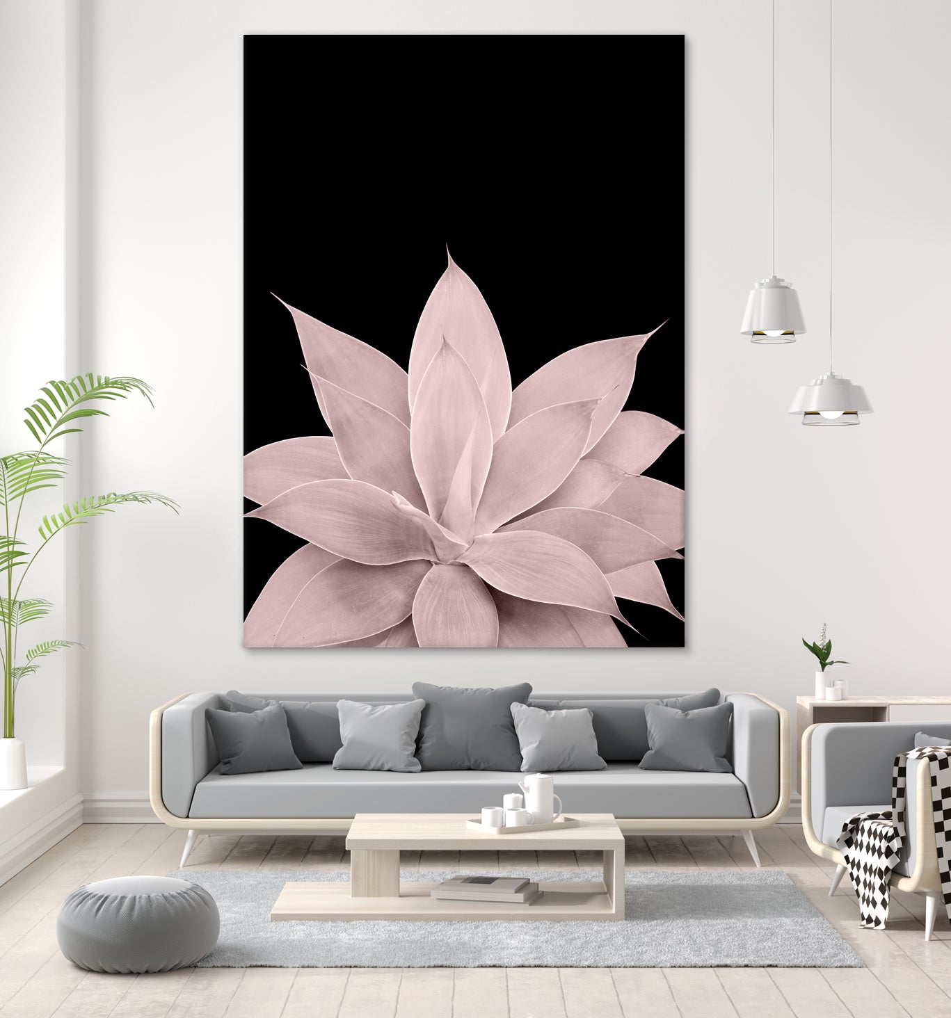 Blush Agave on Black #1 #tropical #decor #art by Anita & Bella Jantz on GIANT ART - pink photo illustration