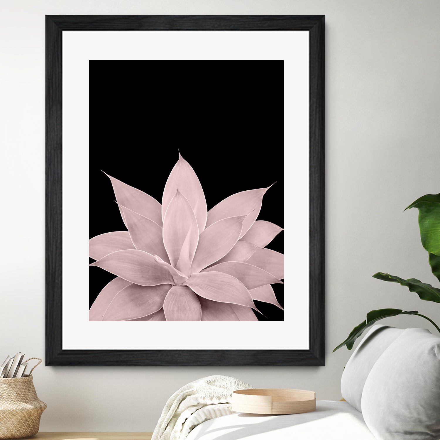 Blush Agave on Black #1 #tropical #decor #art by Anita & Bella Jantz on GIANT ART - pink photo illustration