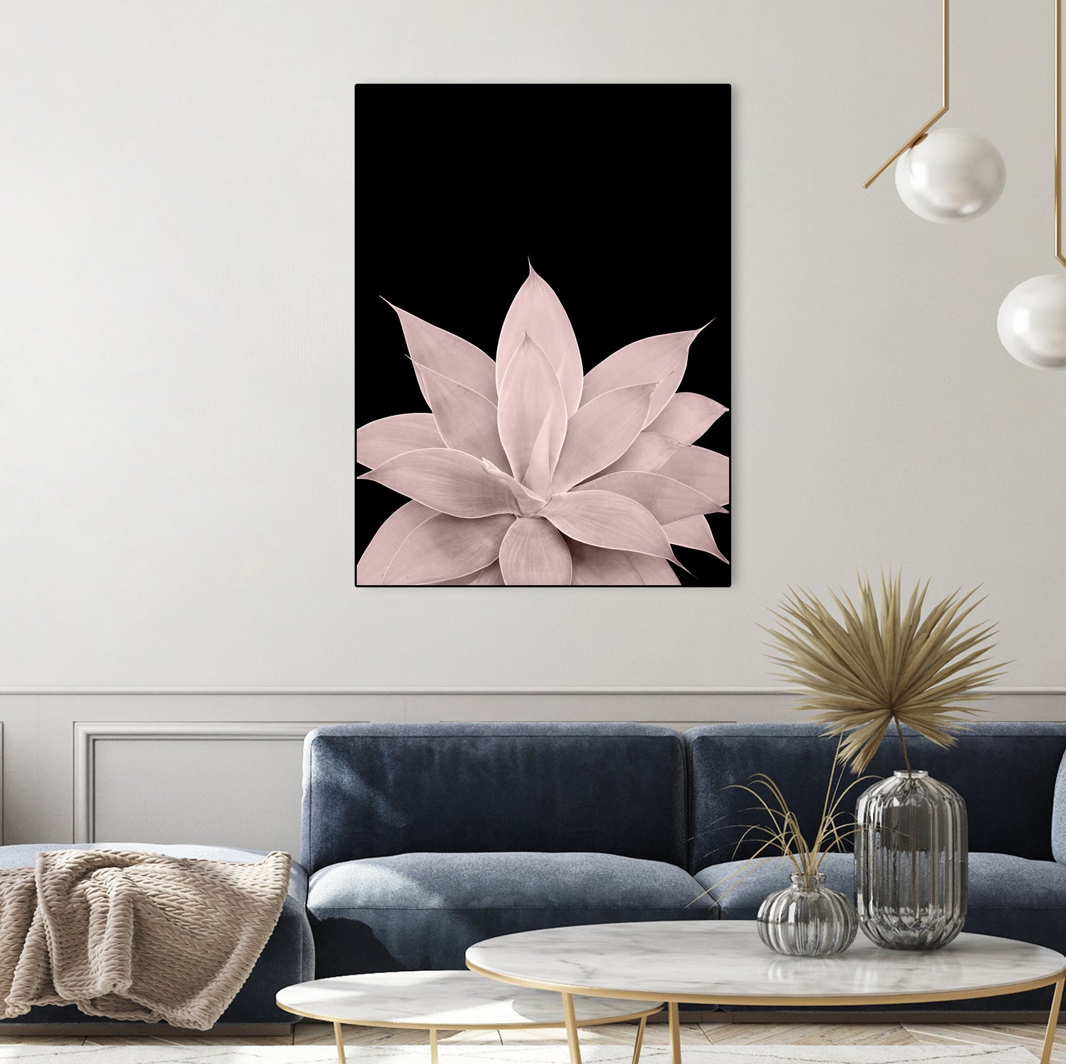 Blush Agave on Black #1 #tropical #decor #art by Anita & Bella Jantz on GIANT ART - pink photo illustration