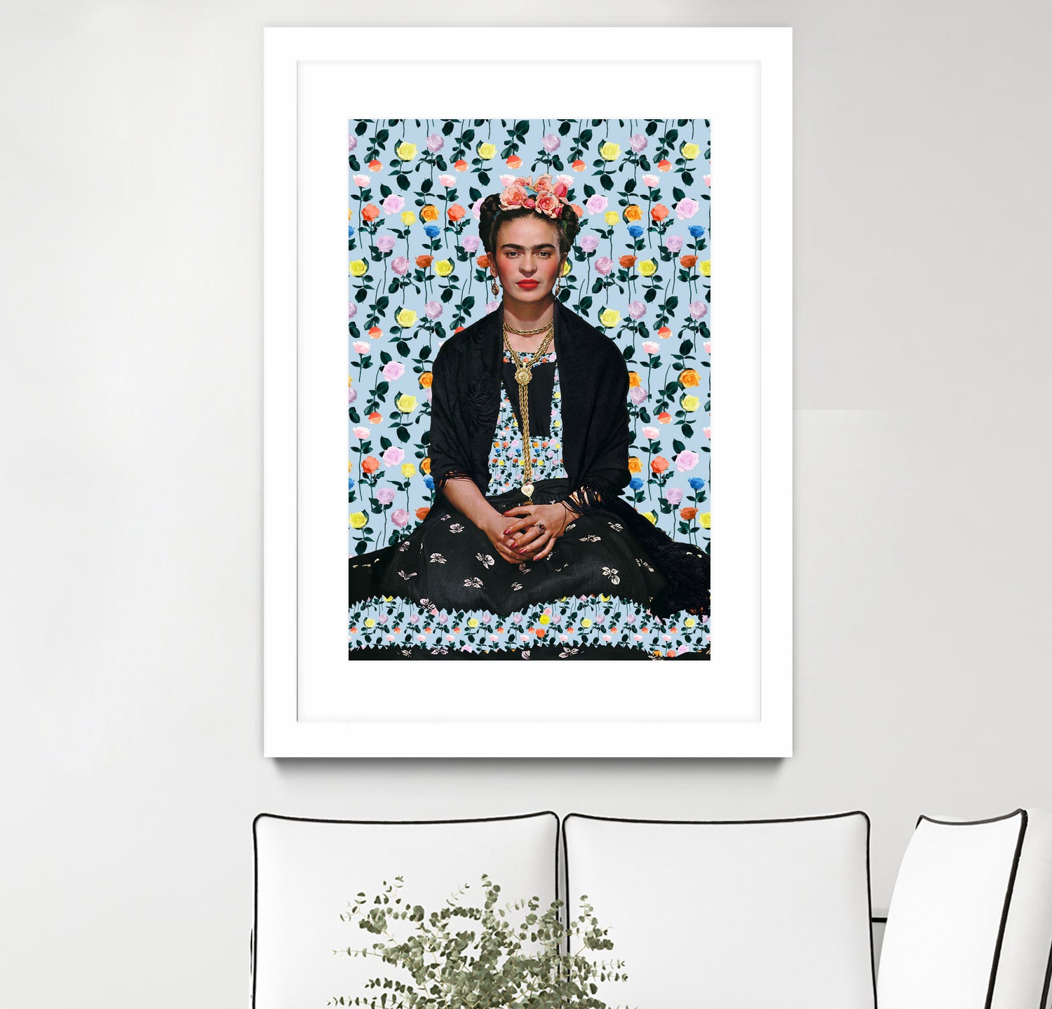 Frida kahlo Floral II by Vitor Costa on GIANT ART - blue photo illustration