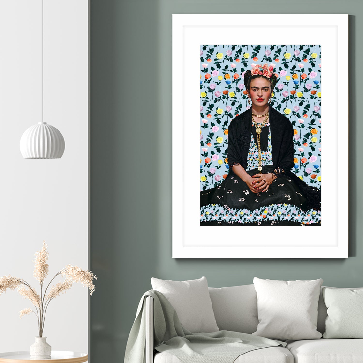 Frida kahlo Floral II by Vitor Costa on GIANT ART - blue photo illustration