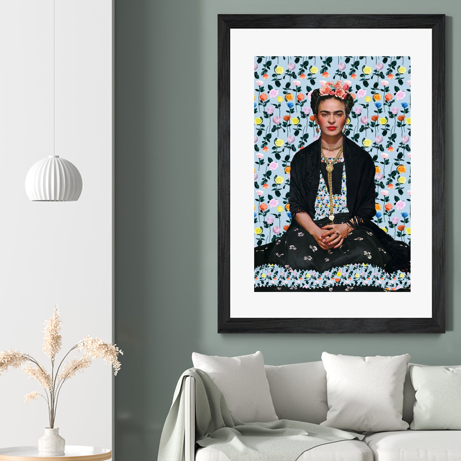 Frida kahlo Floral II by Vitor Costa on GIANT ART - blue photo illustration