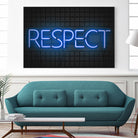 RESPECT – Neon Night by Art Frankenberg on GIANT ART - blue typography