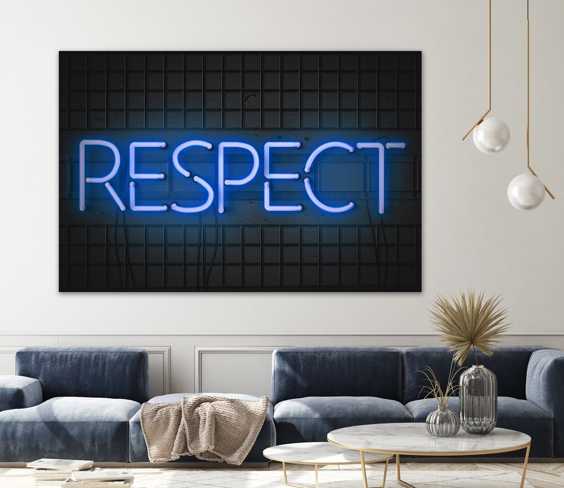 RESPECT – Neon Night by Art Frankenberg on GIANT ART - blue typography