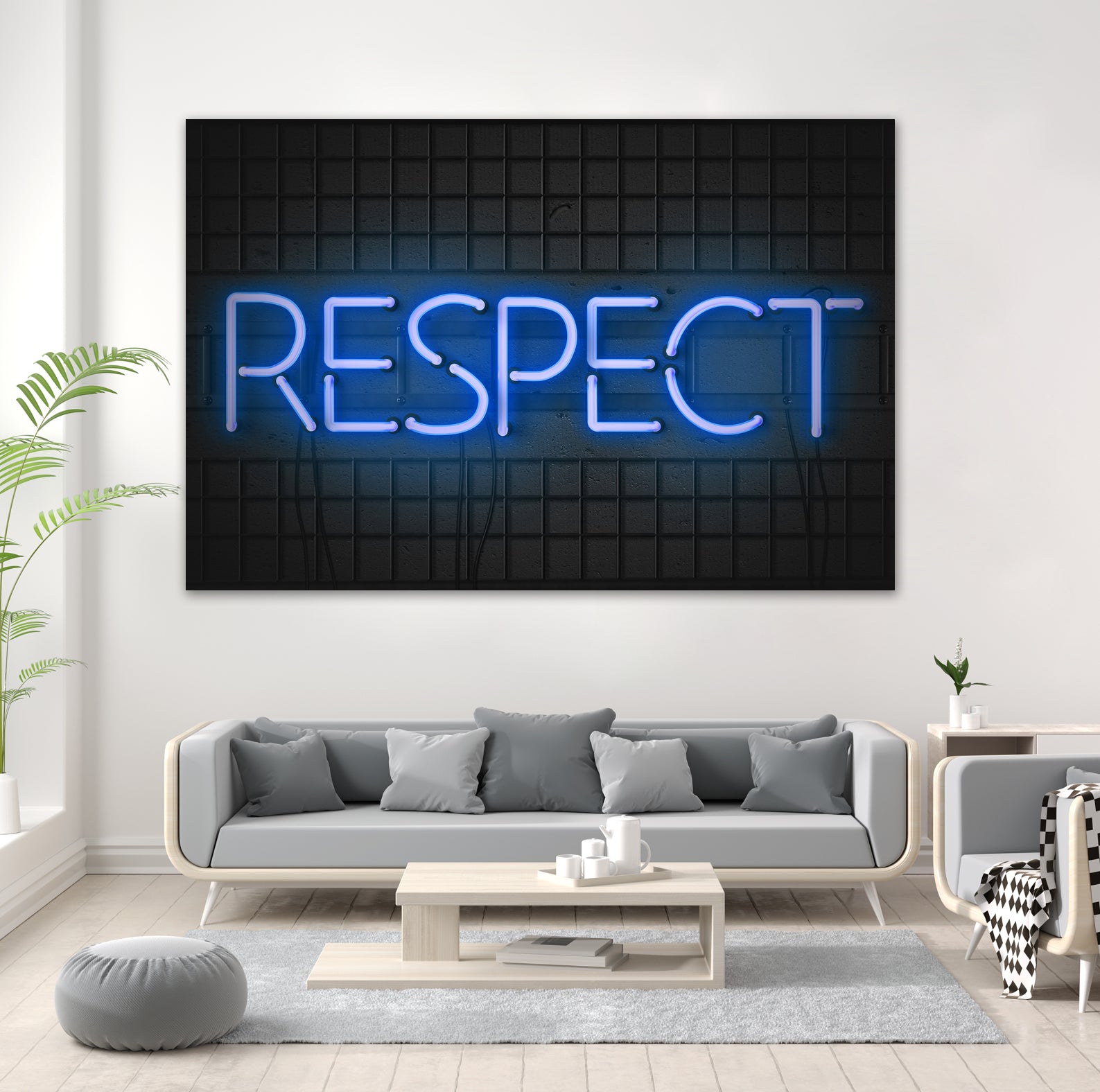 RESPECT – Neon Night by Art Frankenberg on GIANT ART - blue typography