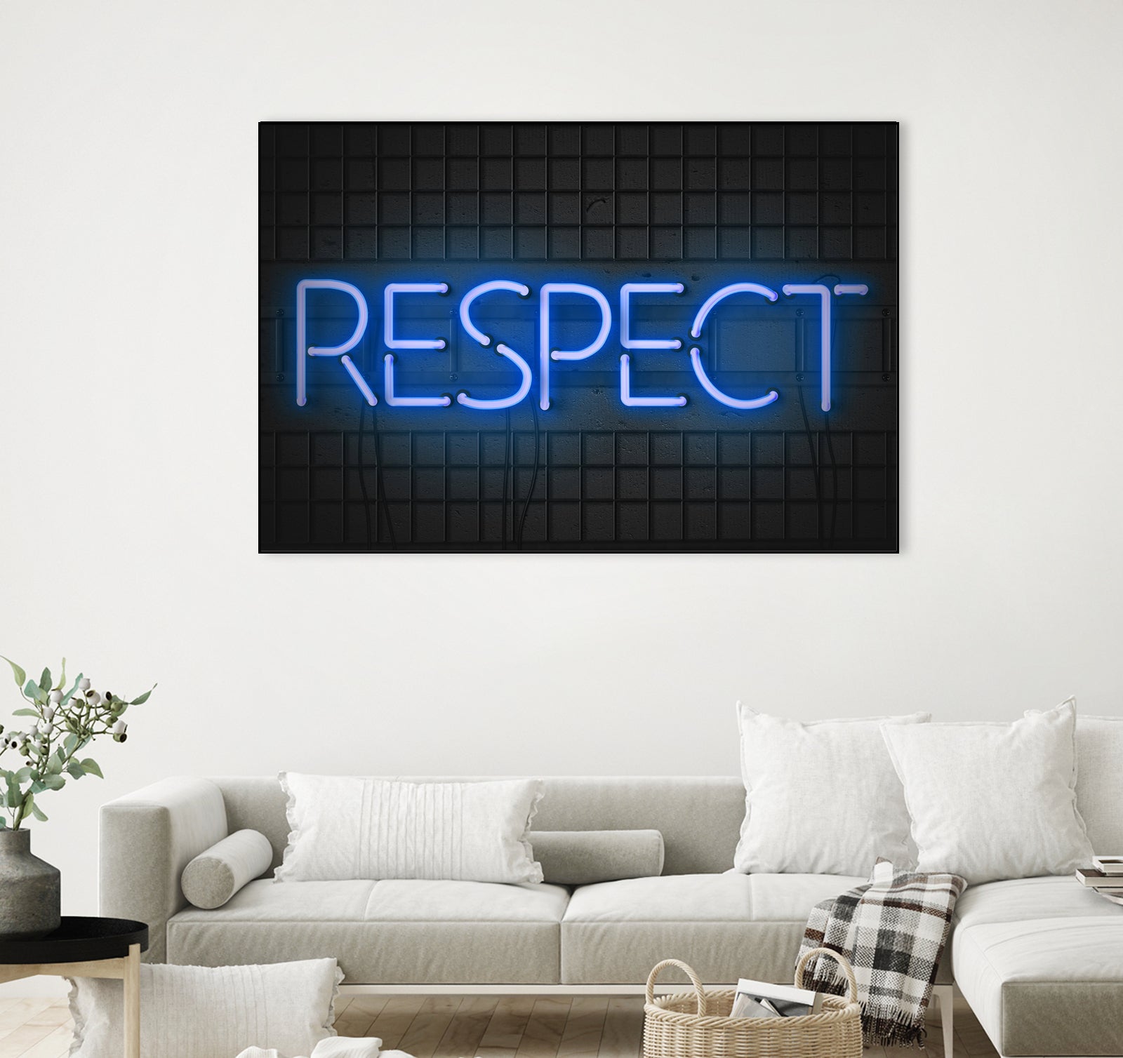 RESPECT – Neon Night by Art Frankenberg on GIANT ART - blue typography