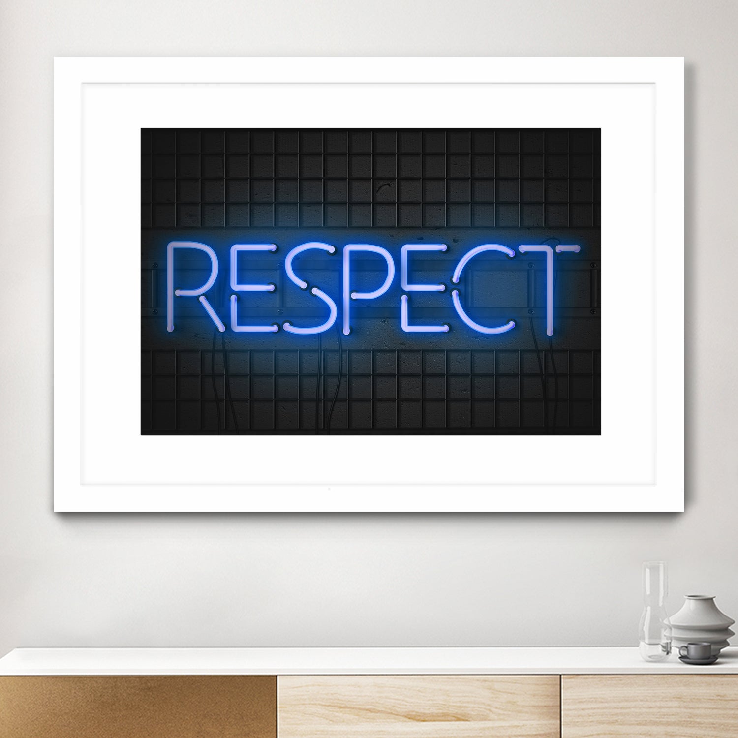 RESPECT – Neon Night by Art Frankenberg on GIANT ART - blue typography