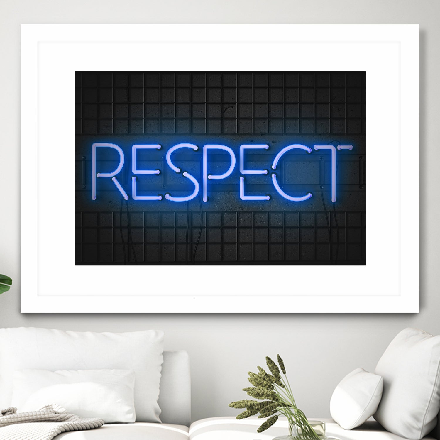 RESPECT – Neon Night by Art Frankenberg on GIANT ART - blue typography