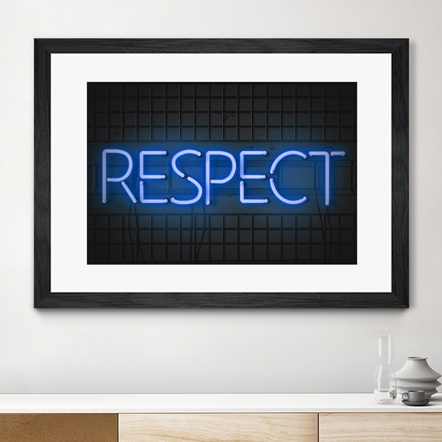 RESPECT – Neon Night by Art Frankenberg on GIANT ART - blue typography