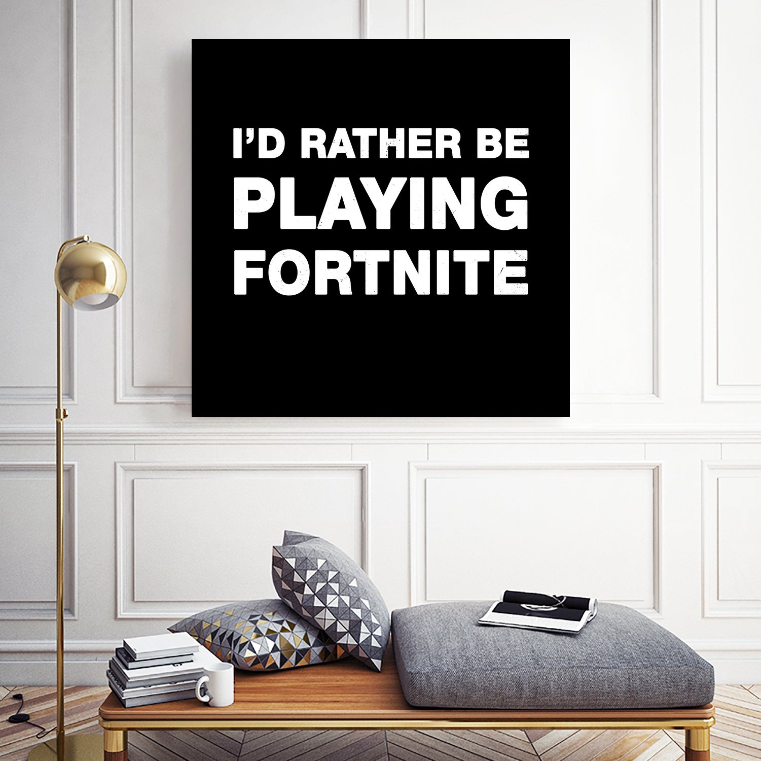 I'd rather be playing Fortnite by Cattoc C on GIANT ART - blue typography