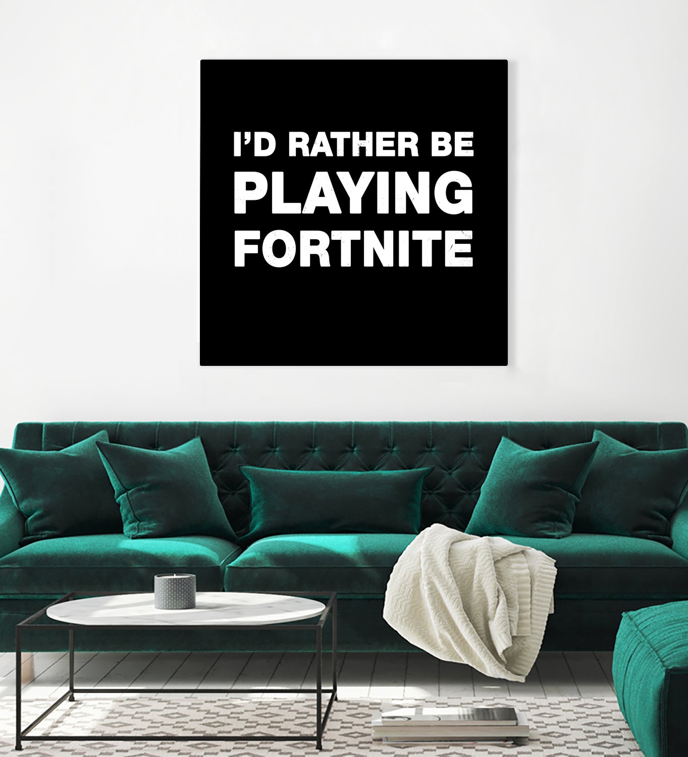 I'd rather be playing Fortnite by Cattoc C on GIANT ART - blue typography