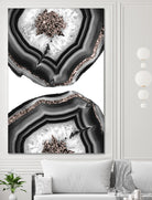 Gray Black White Agate with Rose Gold Glitter #2 #gem #decor by Anita & Bella Jantz on GIANT ART - gray photo illustration