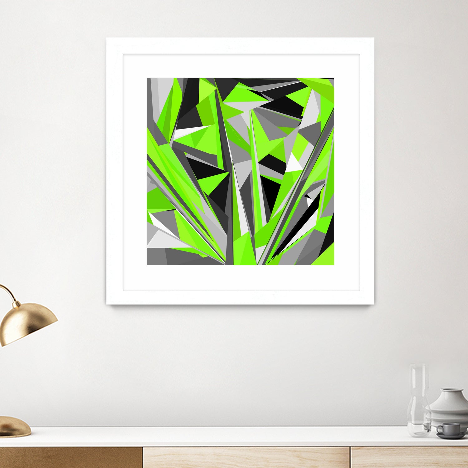 Grey-light-green geometry by Dmitry Chernov on GIANT ART - green digital painting