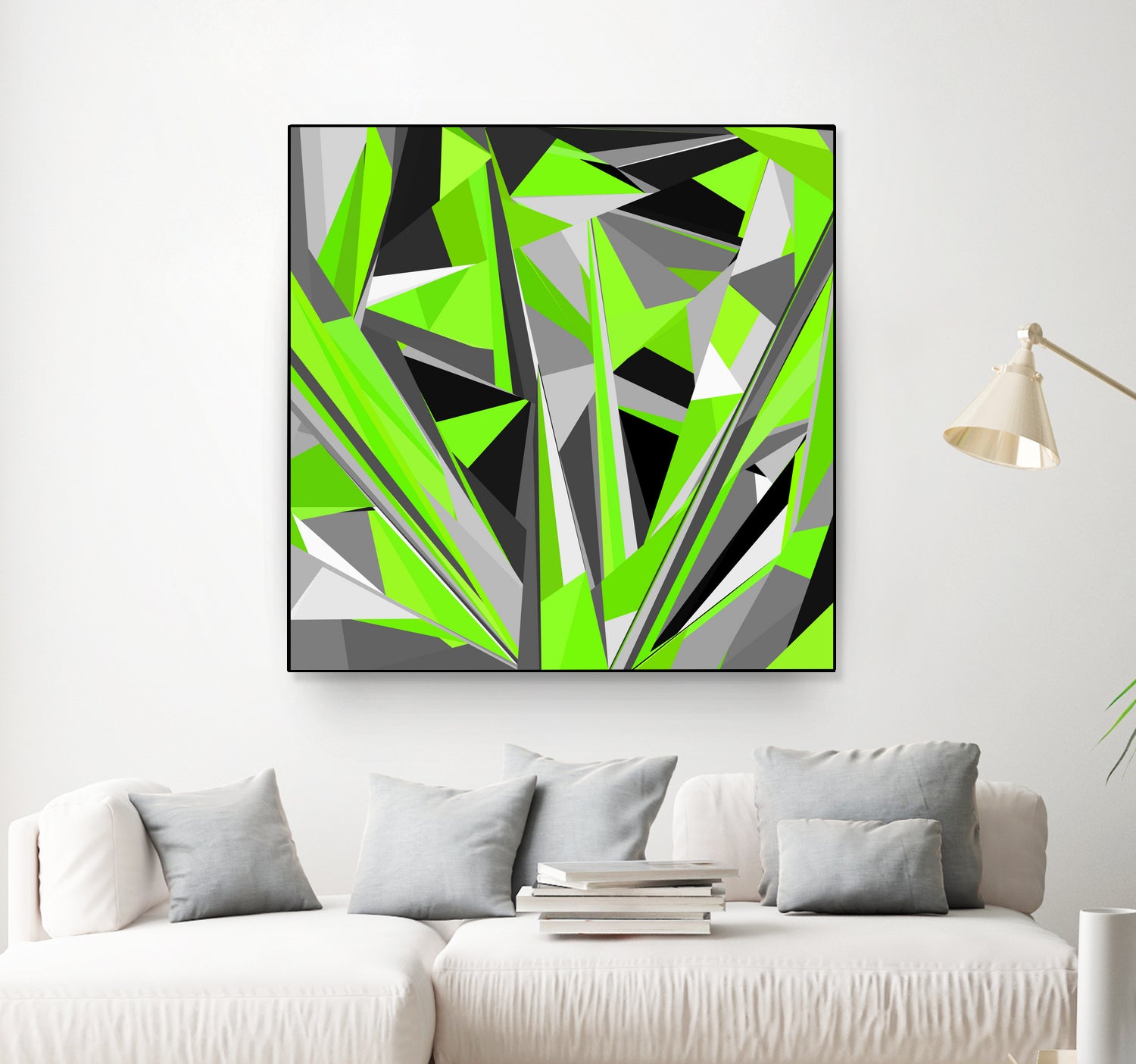 Grey-light-green geometry by Dmitry Chernov on GIANT ART - green digital painting