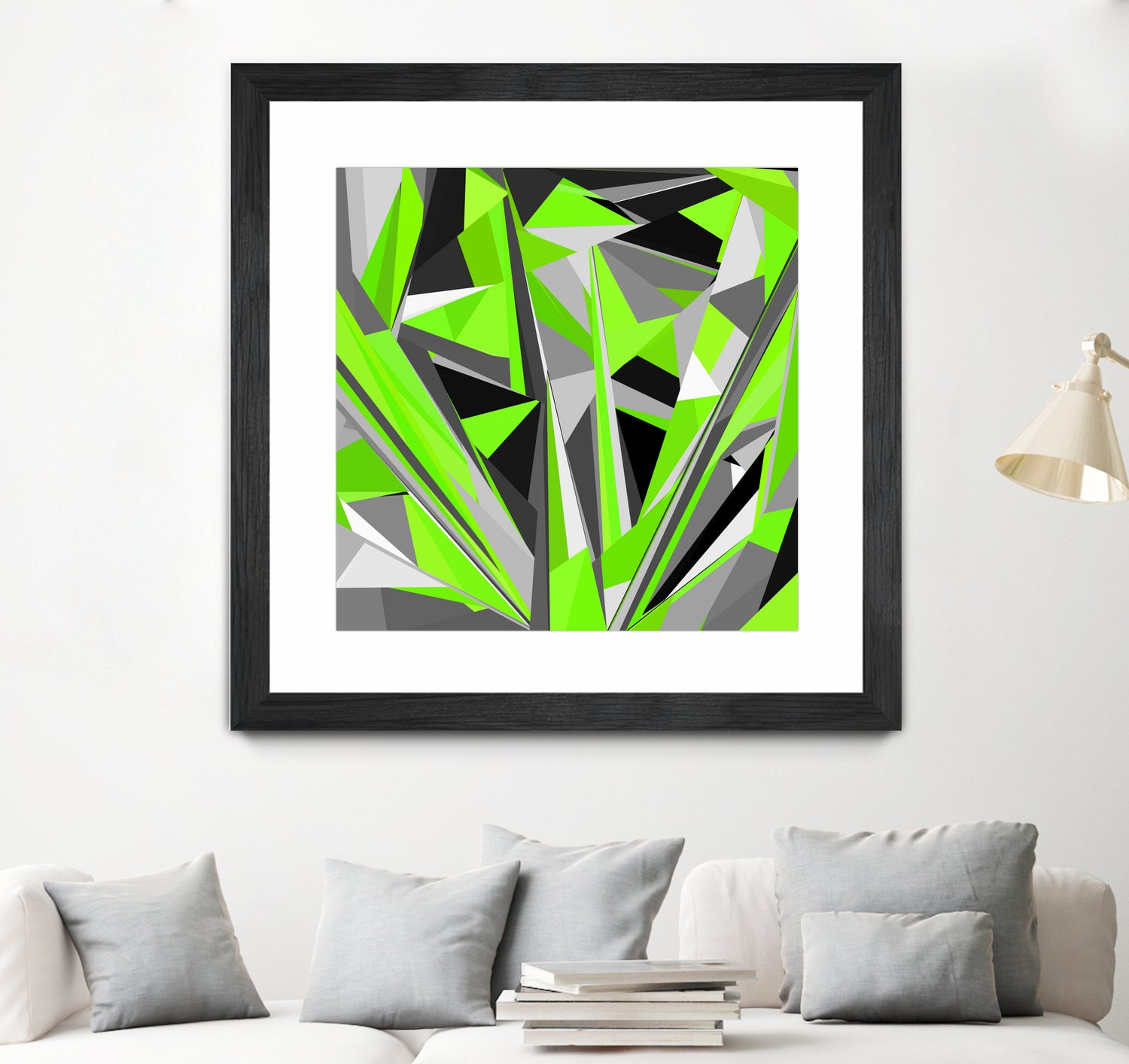 Grey-light-green geometry by Dmitry Chernov on GIANT ART - green digital painting