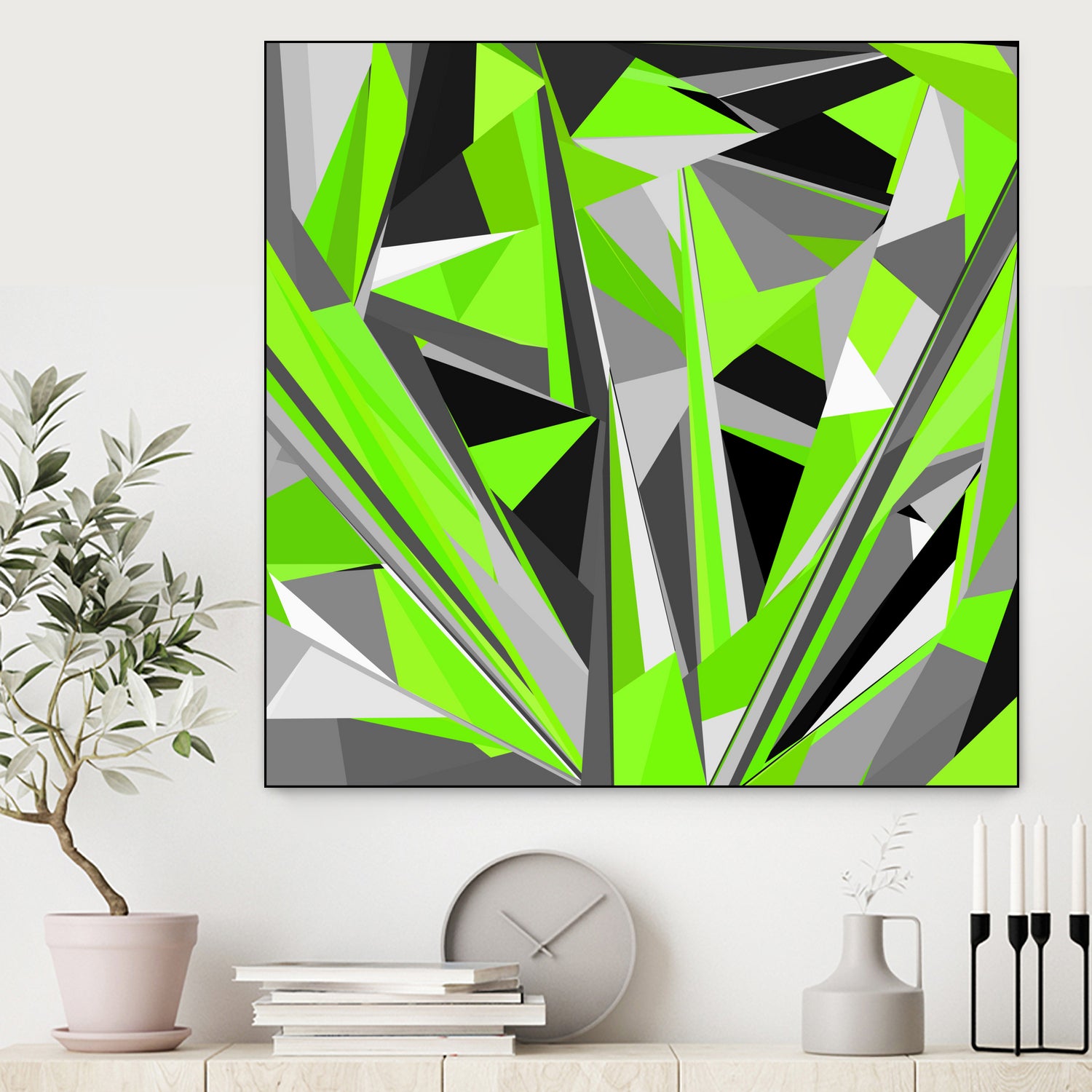 Grey-light-green geometry by Dmitry Chernov on GIANT ART - green digital painting