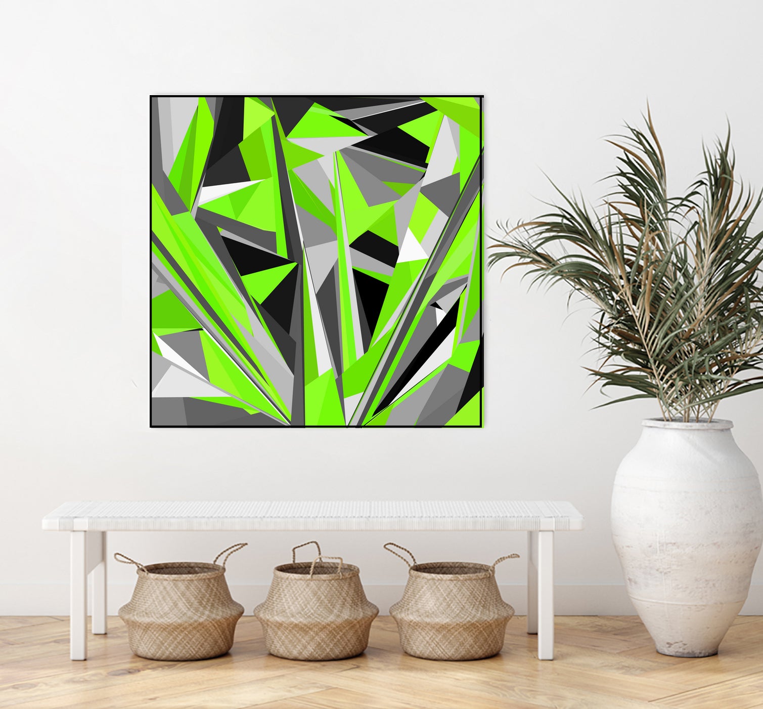 Grey-light-green geometry by Dmitry Chernov on GIANT ART - green digital painting