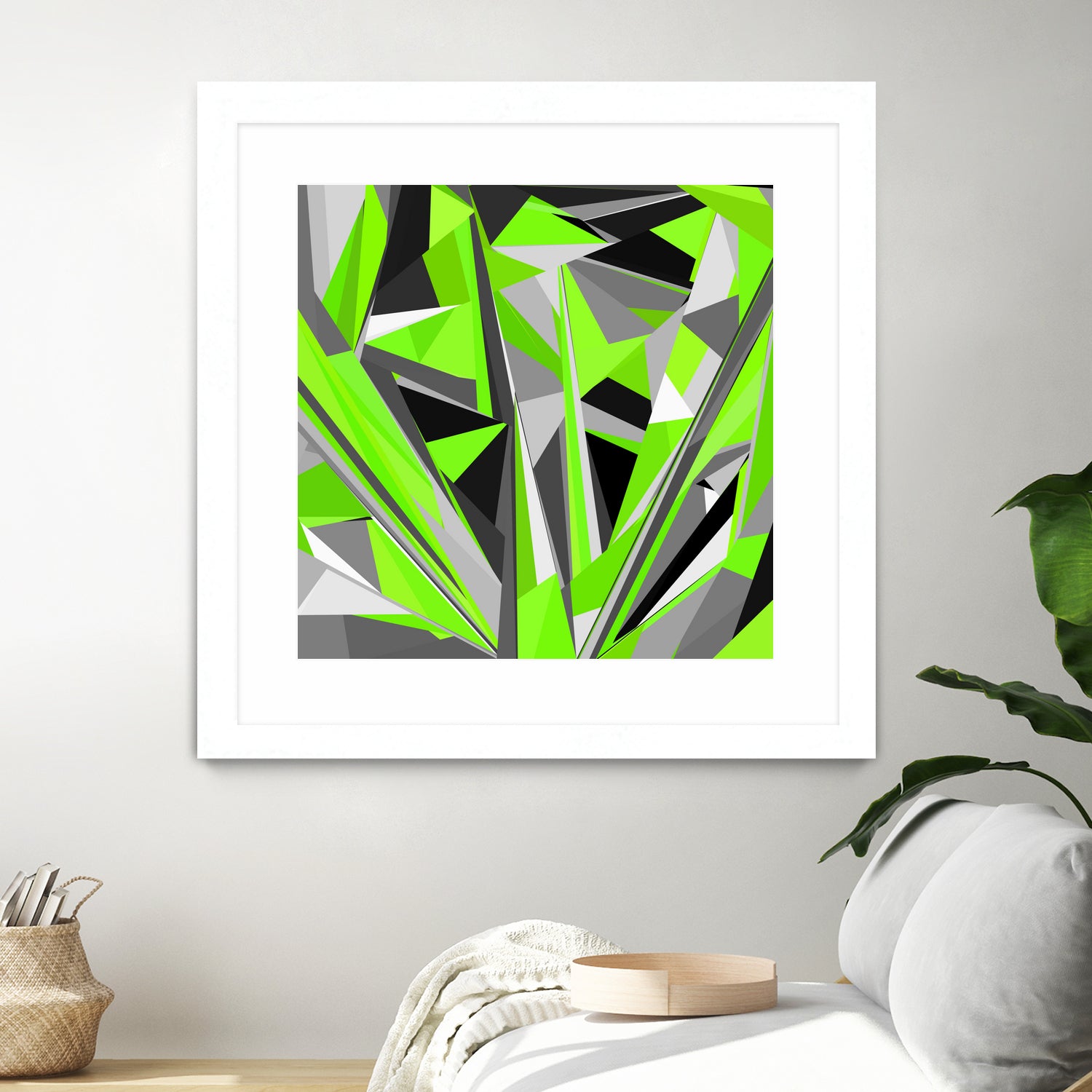 Grey-light-green geometry by Dmitry Chernov on GIANT ART - green digital painting