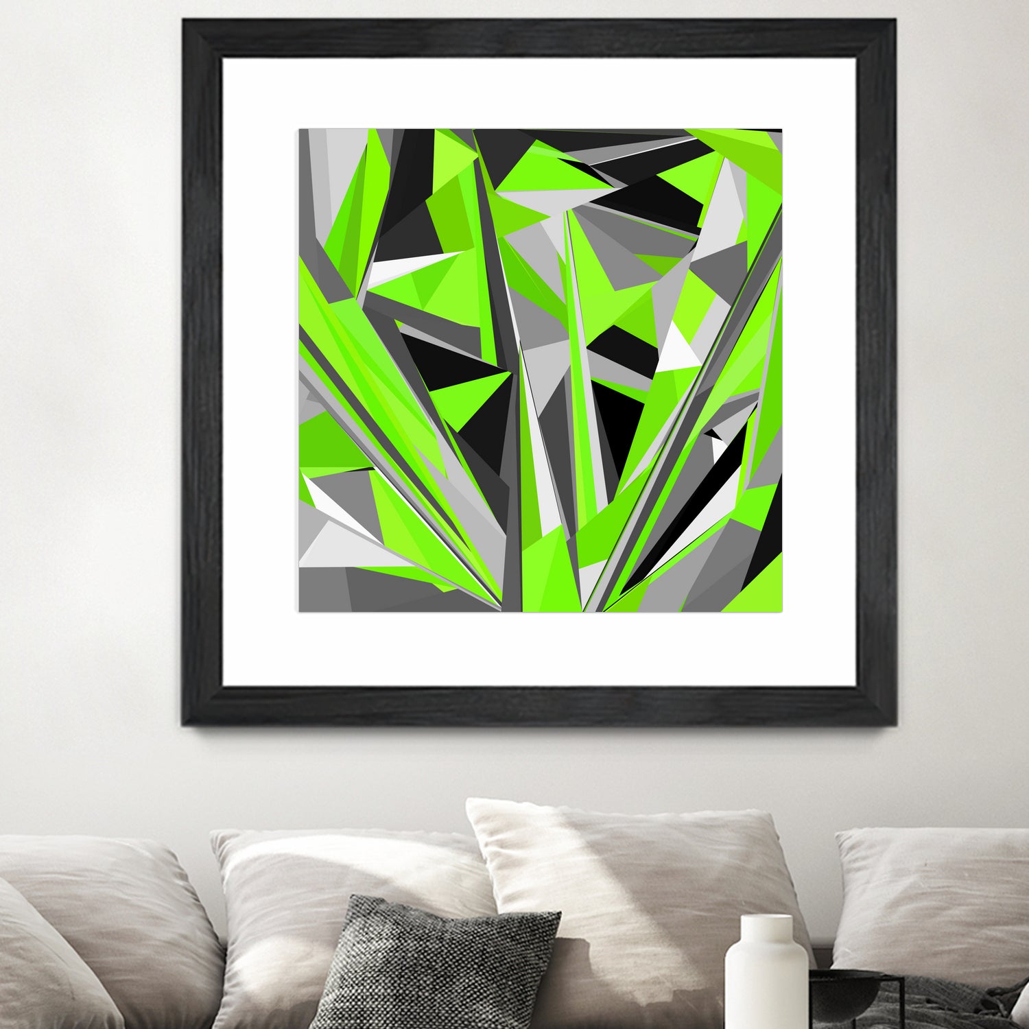 Grey-light-green geometry by Dmitry Chernov on GIANT ART - green digital painting