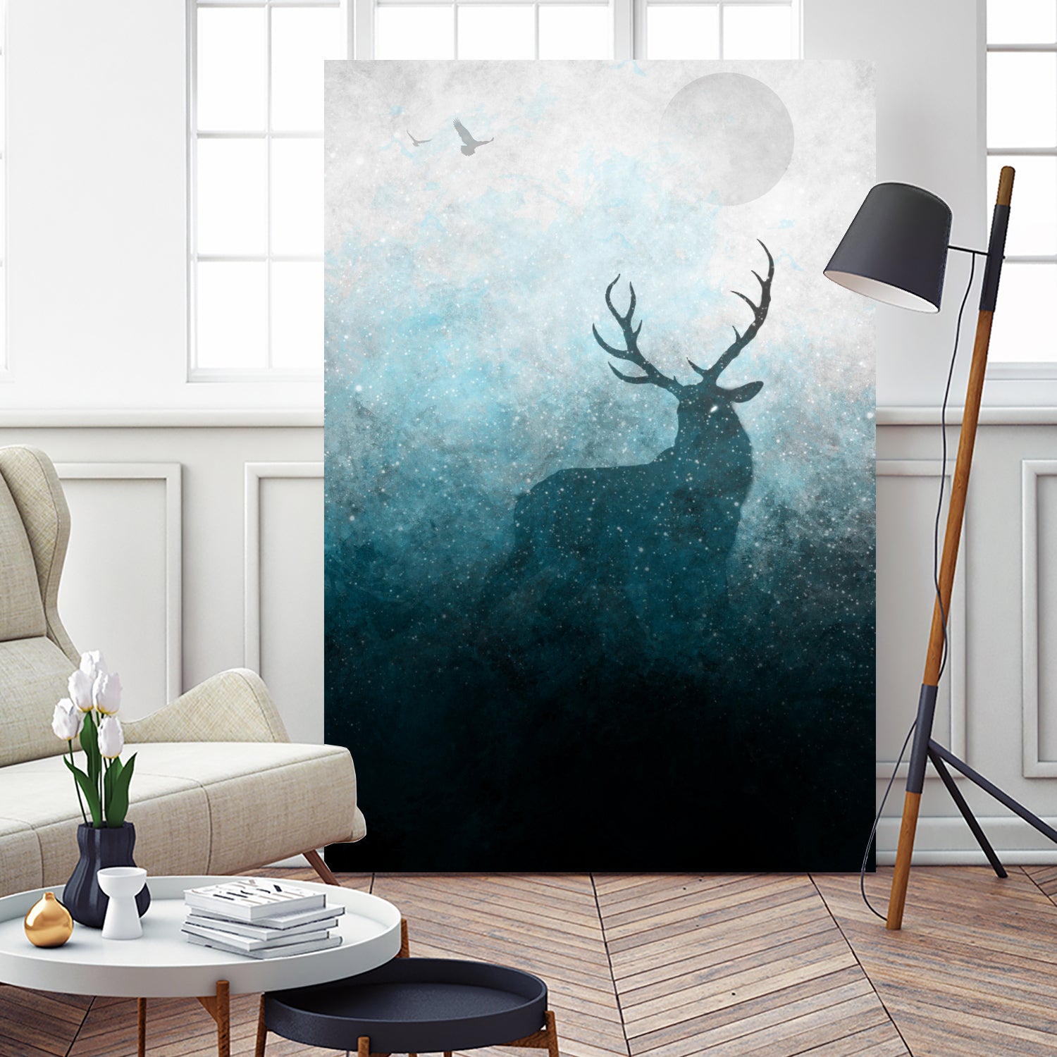 Space Stag Silhouette by Frank Donato on GIANT ART - white digital painting