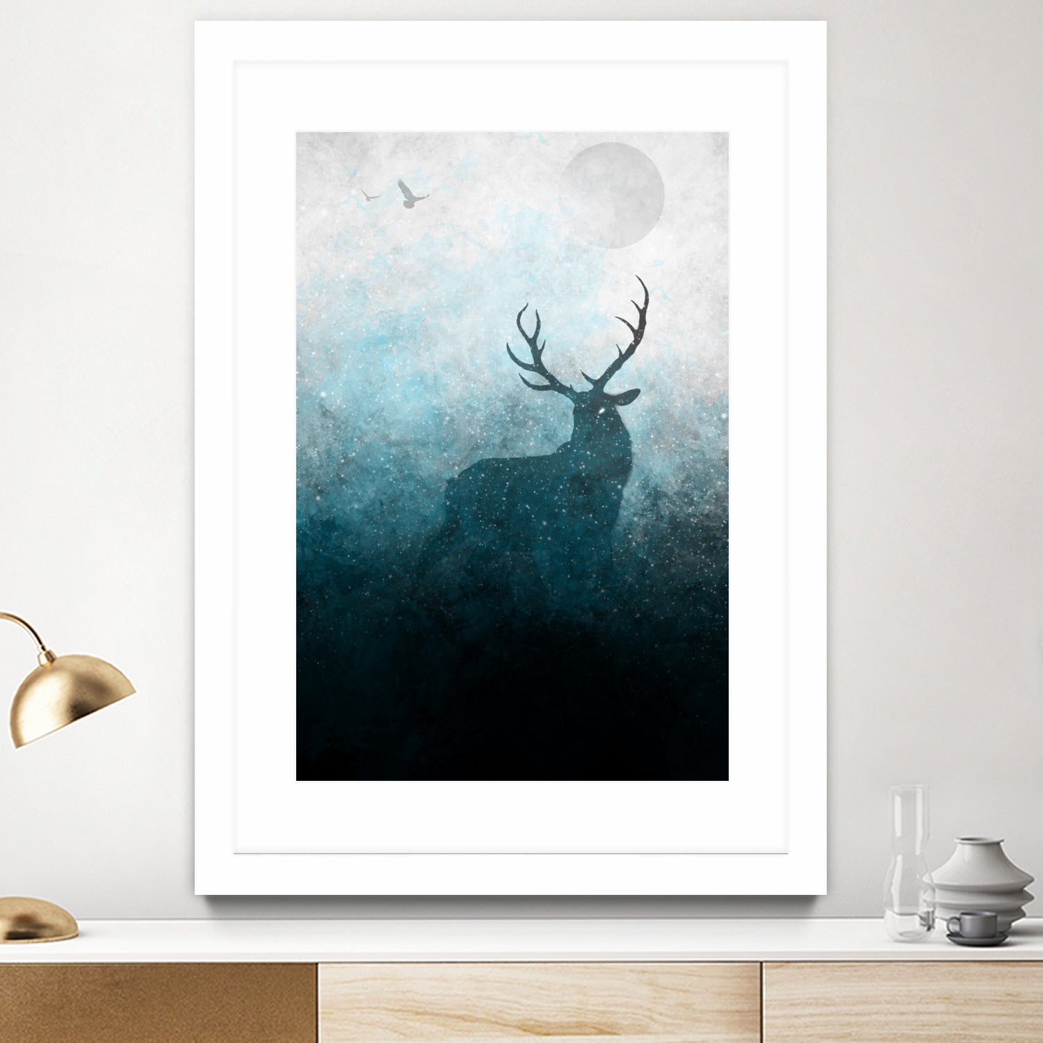 Space Stag Silhouette by Frank Donato on GIANT ART - white digital painting