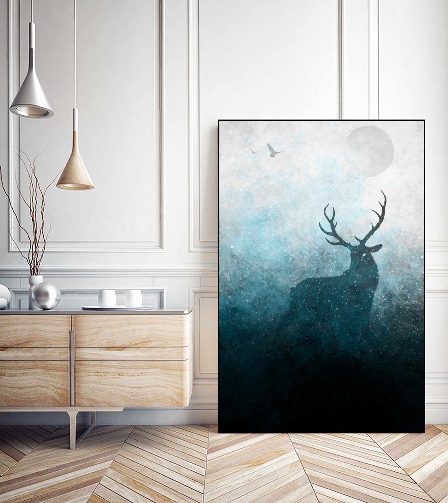 Space Stag Silhouette by Frank Donato on GIANT ART - white digital painting