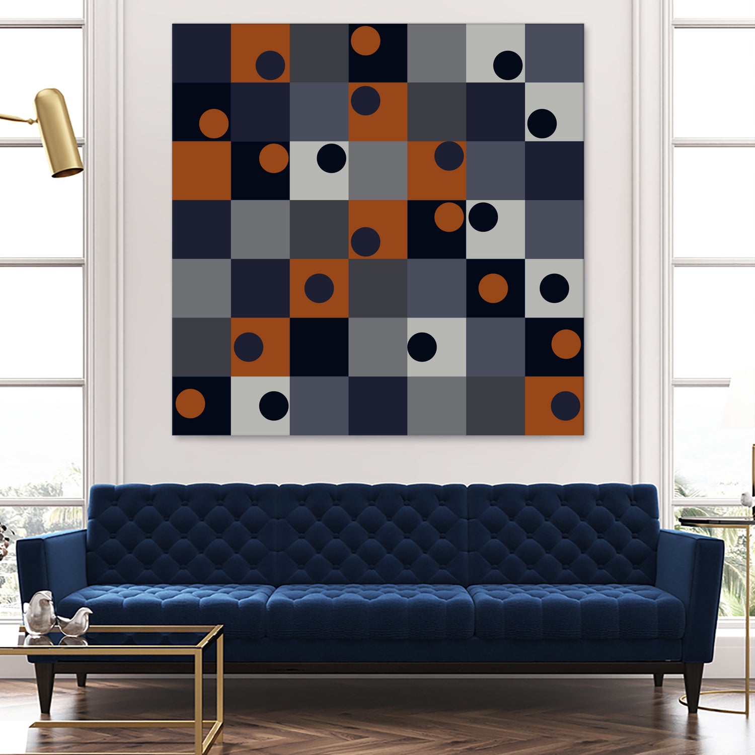 Navy & Rust Squares and Circles by Blerta Karahoda on GIANT ART - blue digital drawing