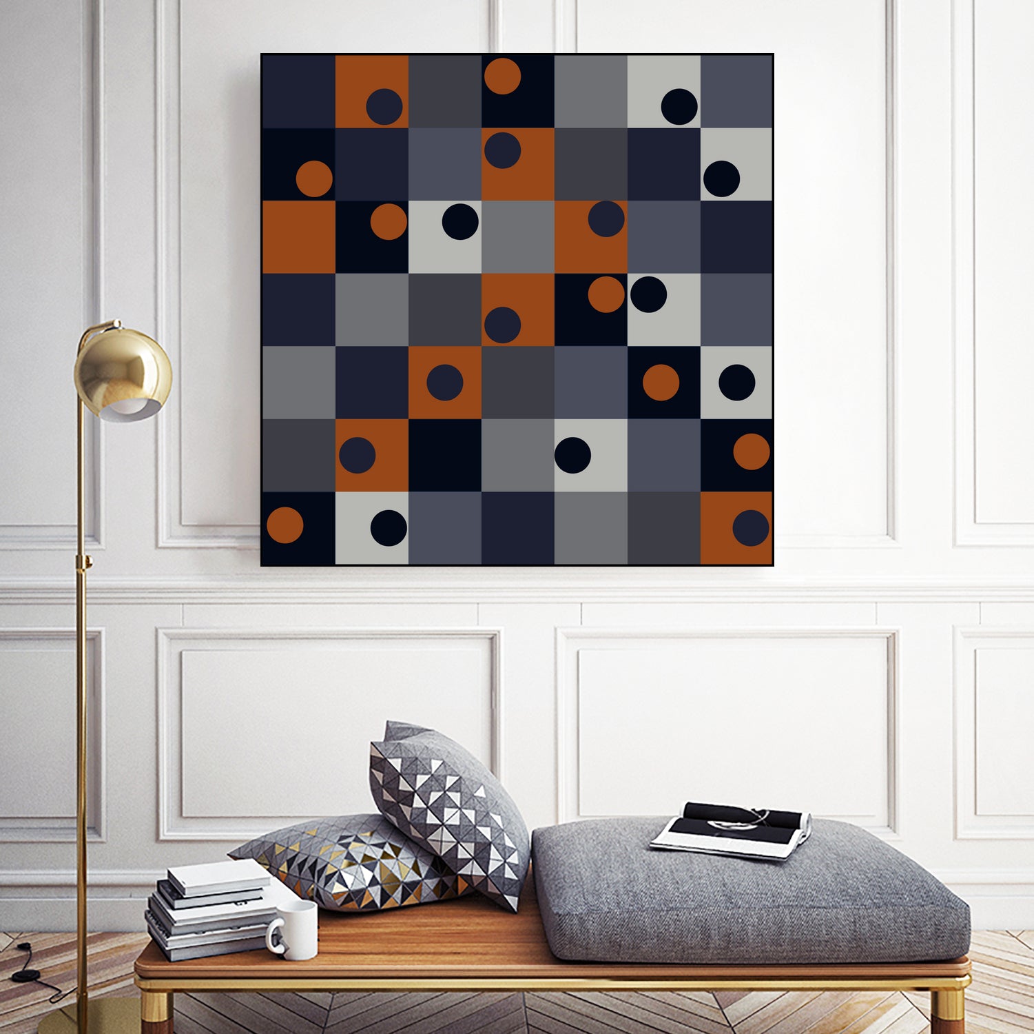 Navy & Rust Squares and Circles by Blerta Karahoda on GIANT ART - blue digital drawing