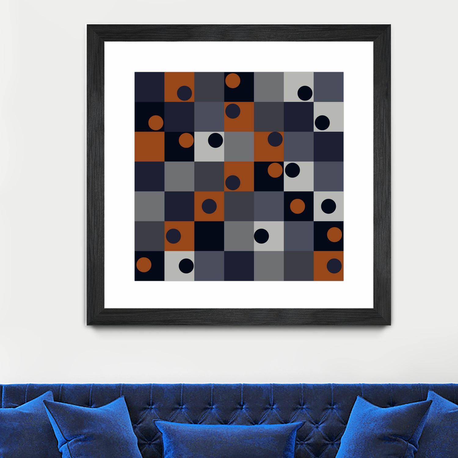 Navy & Rust Squares and Circles by Blerta Karahoda on GIANT ART - blue digital drawing