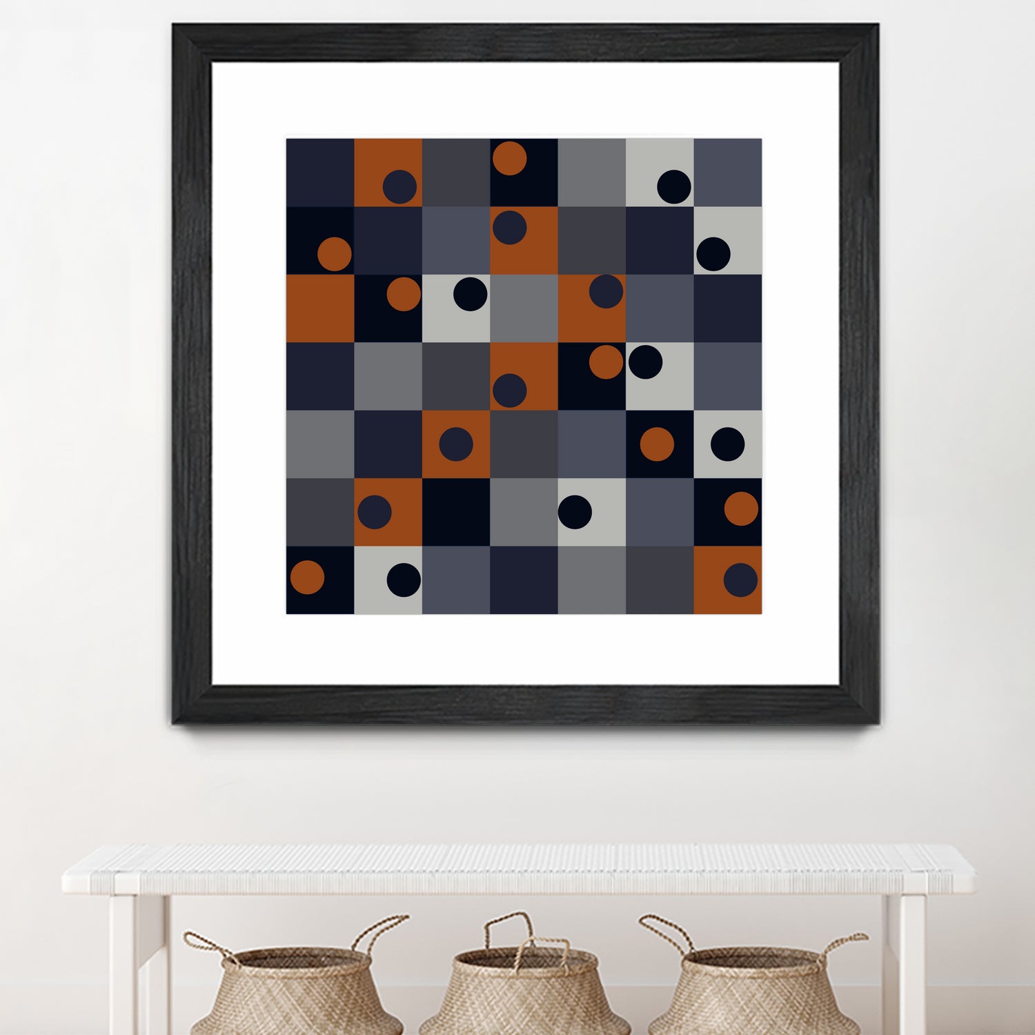 Navy & Rust Squares and Circles by Blerta Karahoda on GIANT ART - blue digital drawing