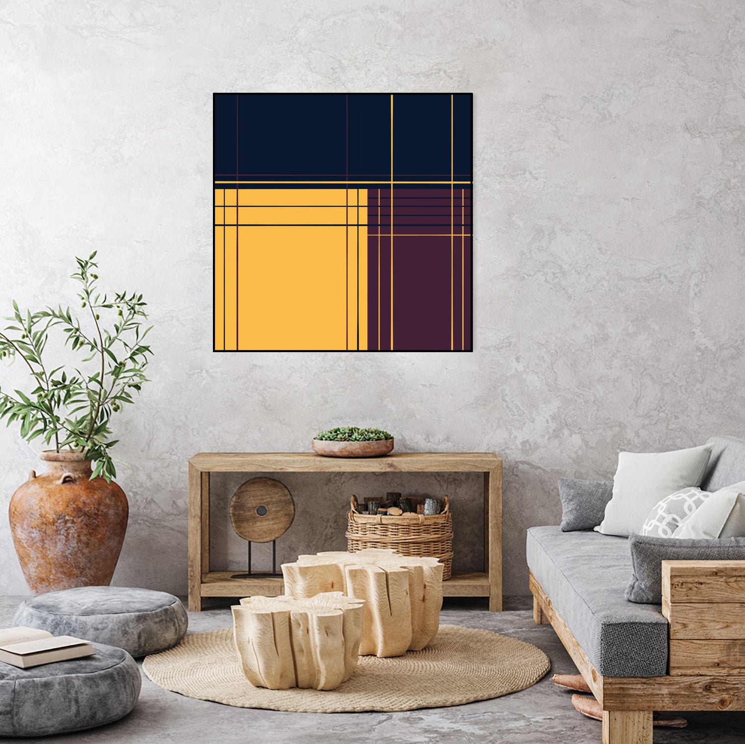 Abstract graphic I Dark blue Purple Yellow by Blerta Karahoda on GIANT ART - yellow digital drawing