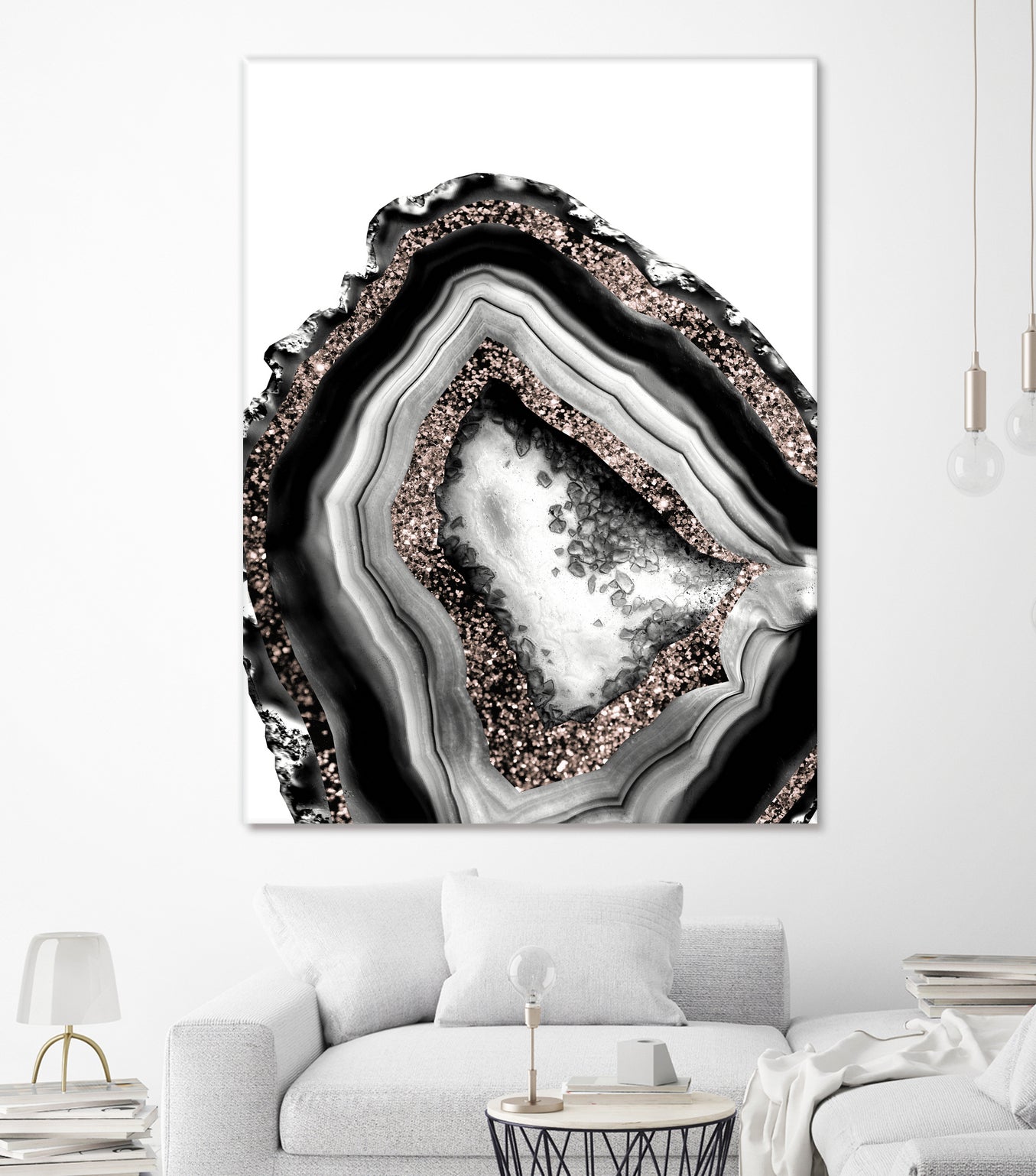 Agate Rose Gold Glitter Glam #4 #gem #decor #art by Anita & Bella Jantz on GIANT ART - gray photo illustration