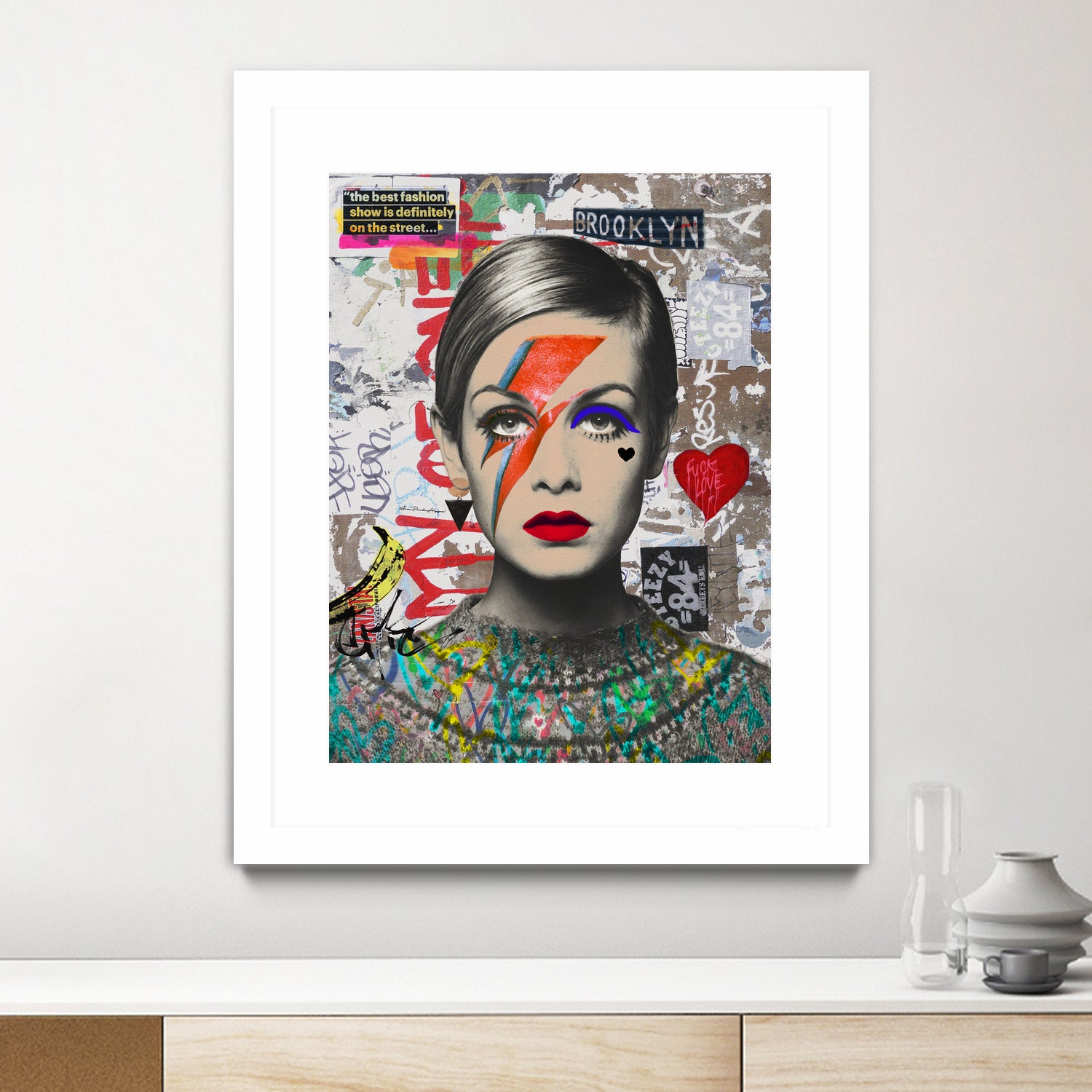 Twiggy street art by Ana Paula Hoppe on GIANT ART - red photo illustration