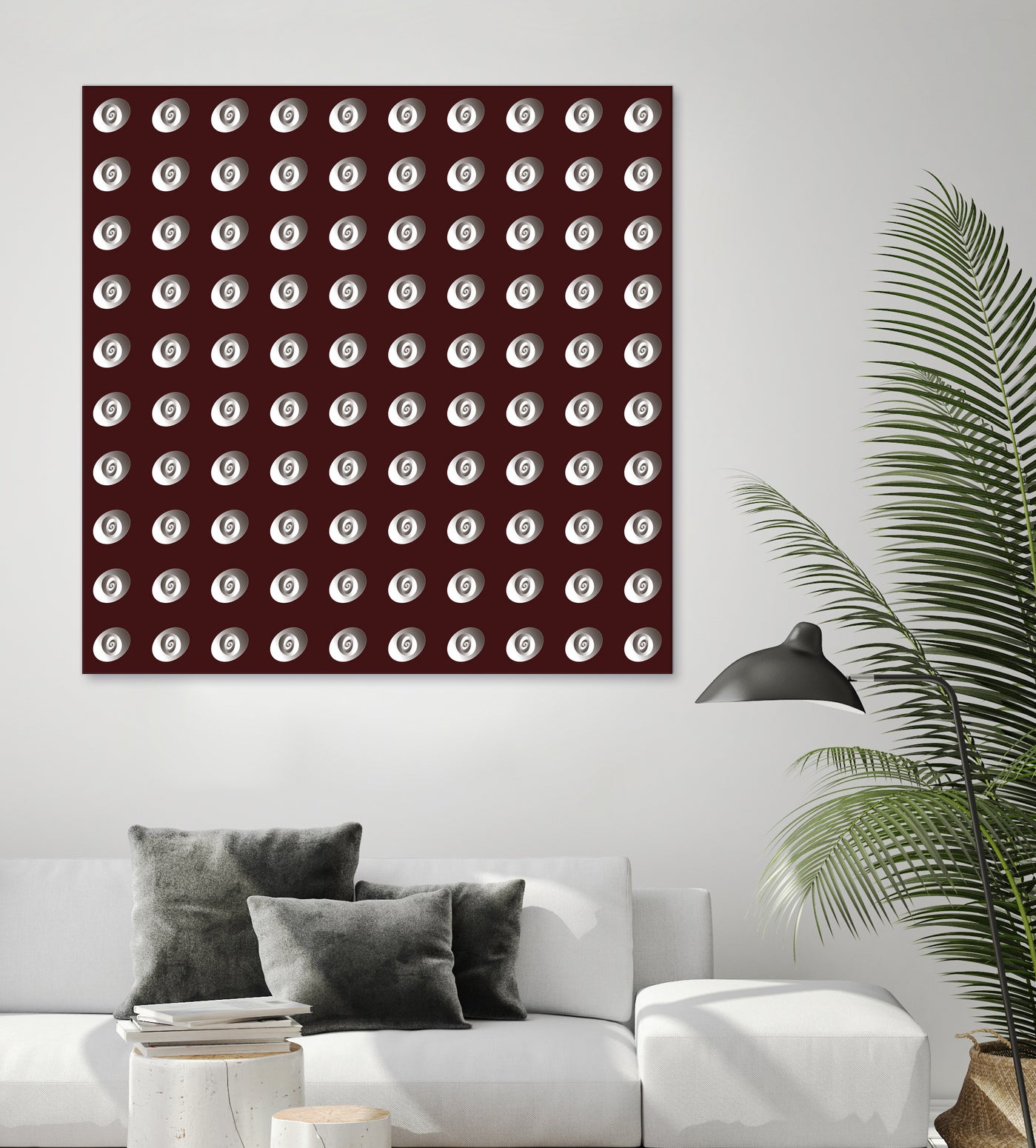 shell shape on dark burgundy bkg by Ramona Masut on GIANT ART - red digital drawing