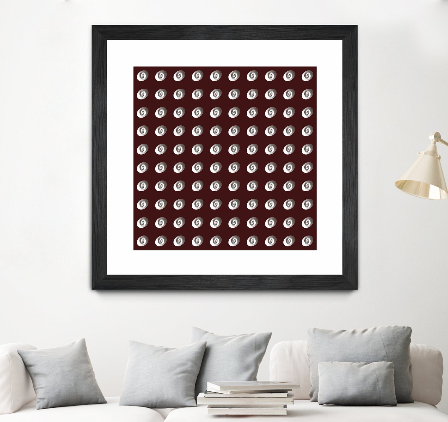 shell shape on dark burgundy bkg by Ramona Masut on GIANT ART - red digital drawing