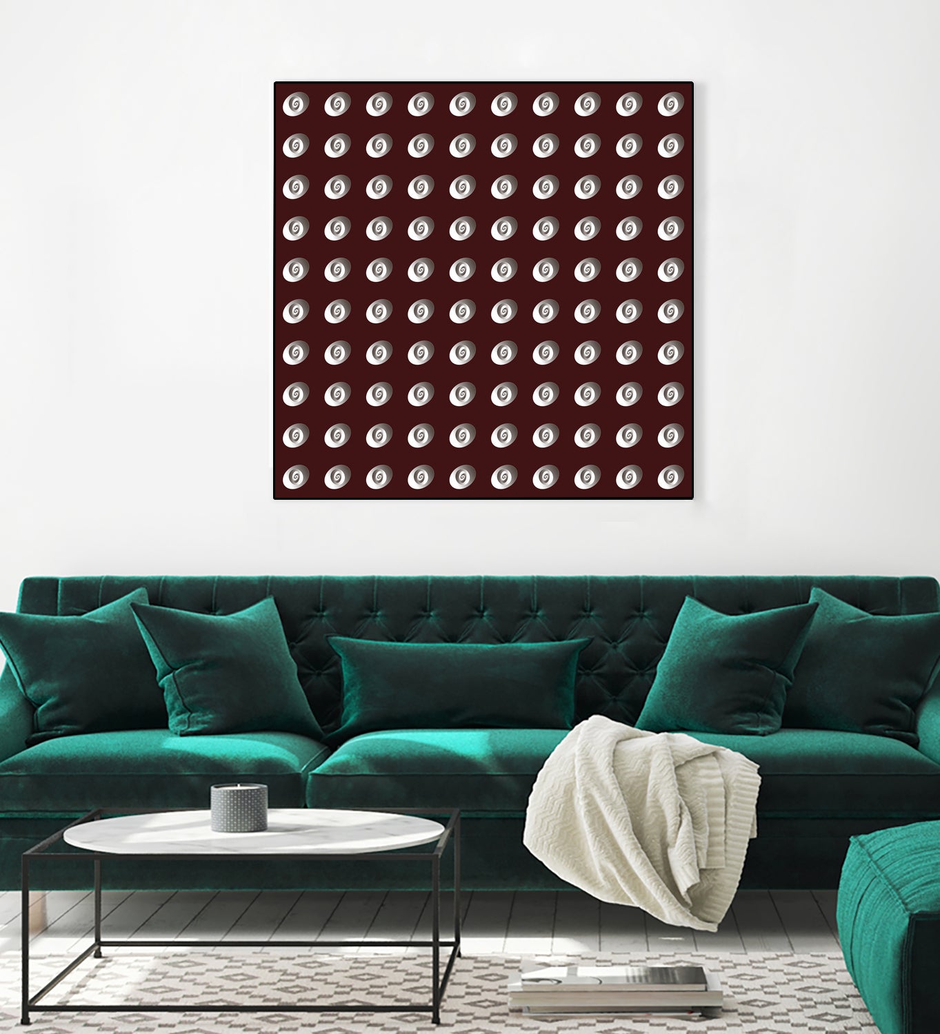 shell shape on dark burgundy bkg by Ramona Masut on GIANT ART - red digital drawing