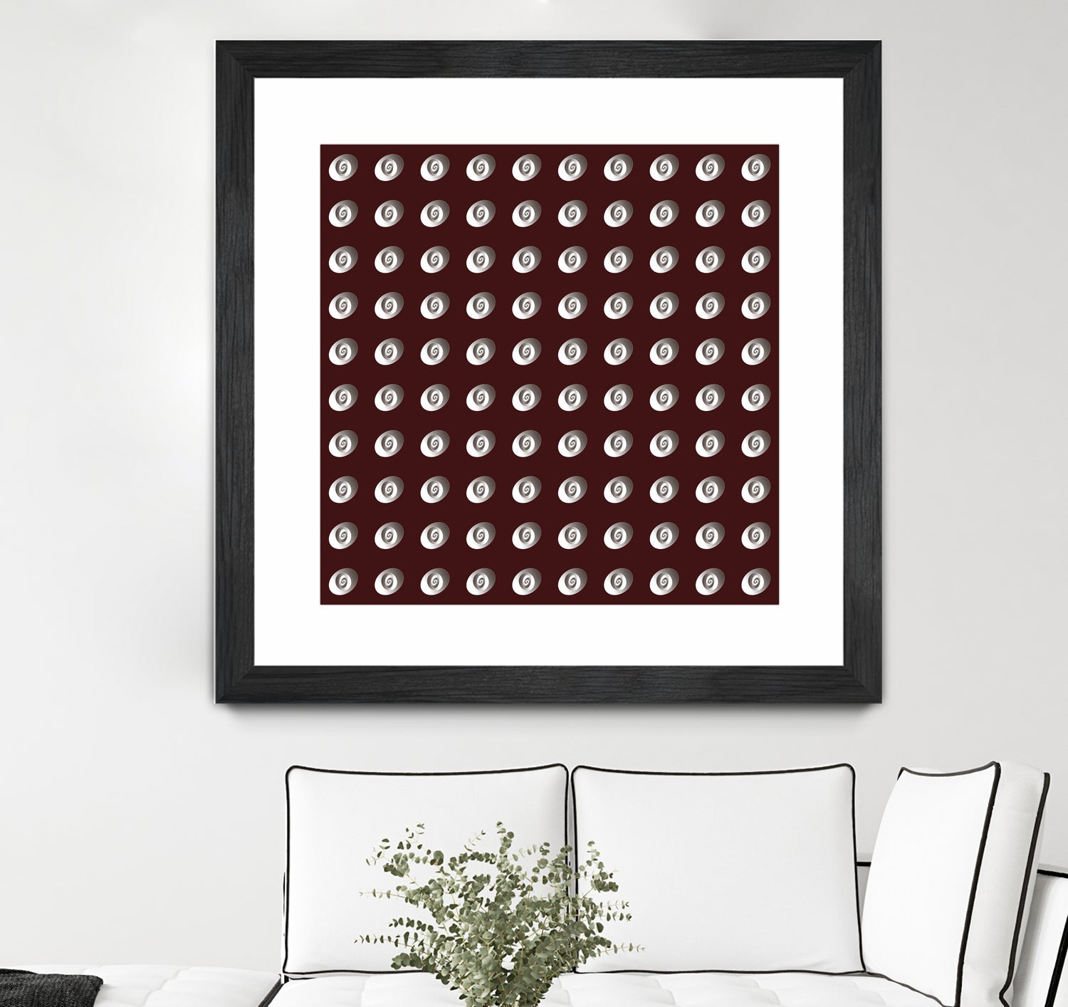 shell shape on dark burgundy bkg by Ramona Masut on GIANT ART - red digital drawing