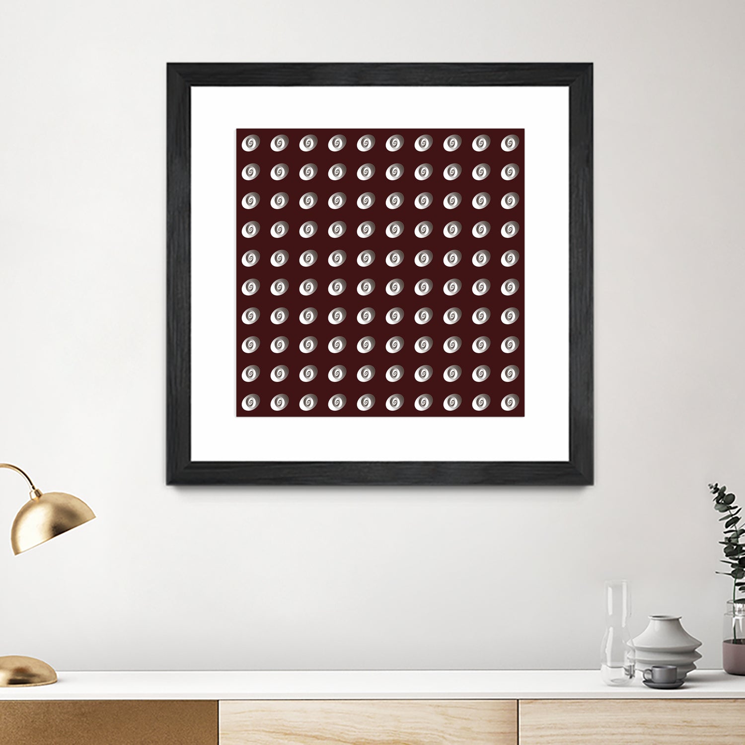 shell shape on dark burgundy bkg by Ramona Masut on GIANT ART - red digital drawing