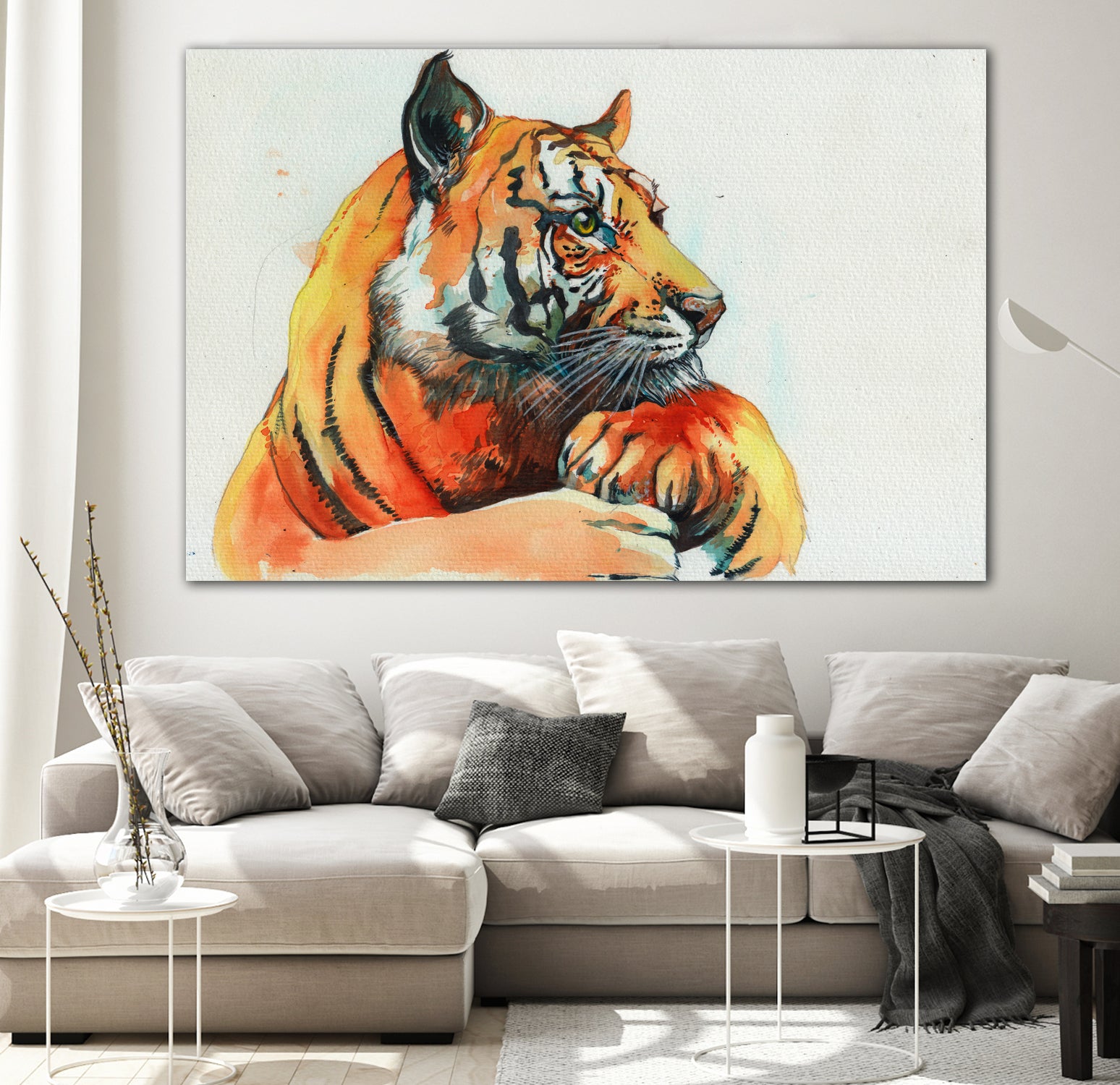 TIGER-THE-HUNTER by VICTOR ABARCA on GIANT ART - green mixed media